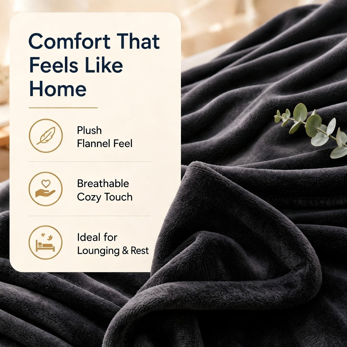 SUNNY HEAT Electric Heated Blanket Throw Flannel 50" x 60" Throw Size-4 Heating Settings & 3 Hours Auto off, Soft Machine Washable-Dark Grey