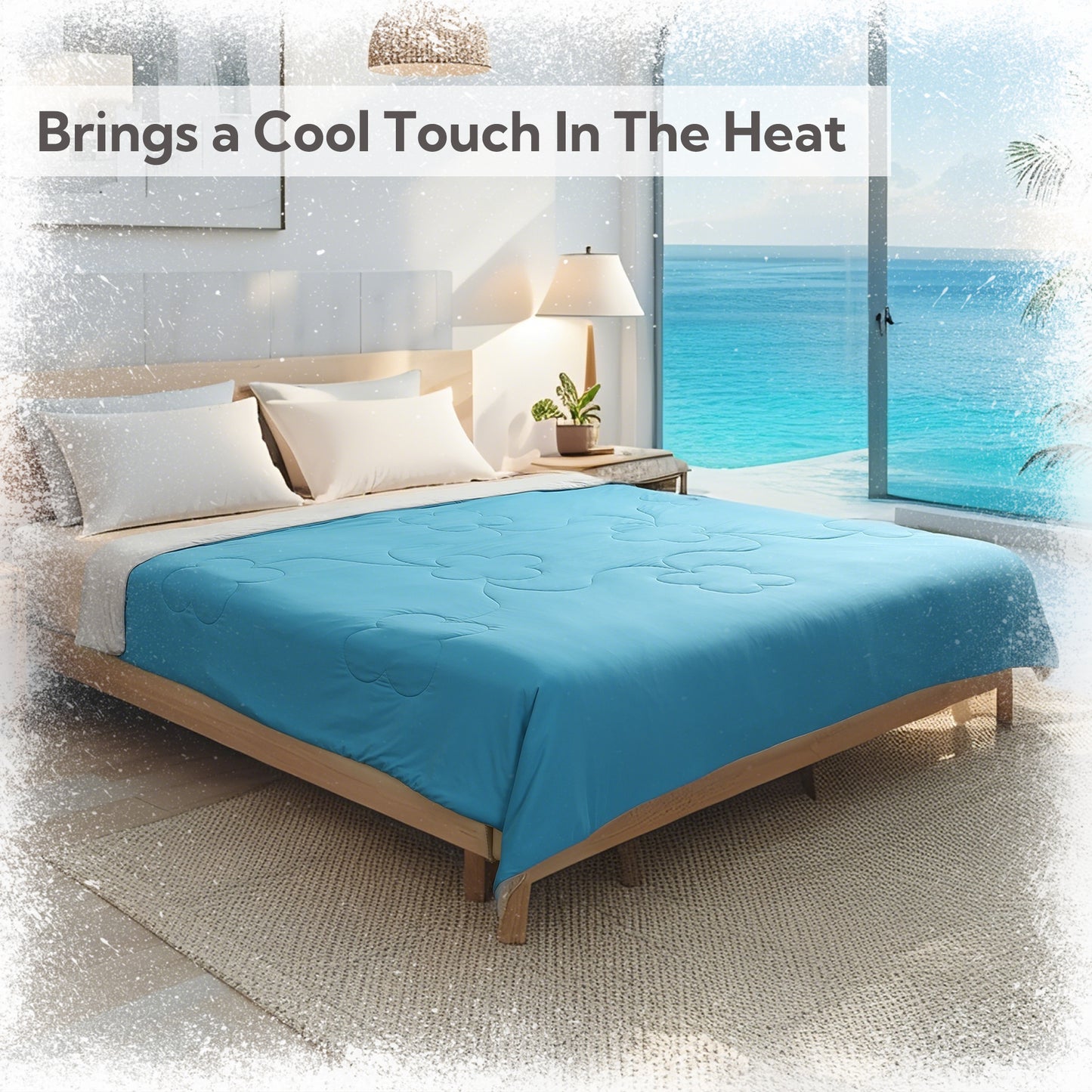 SUNNY HEAT Cooling Summer Comforter Twin Size 60"x80", Cooling Blanket for Hot Sleepers, Lightweight Breathable Double-Sided Quilt, Blue & Gray