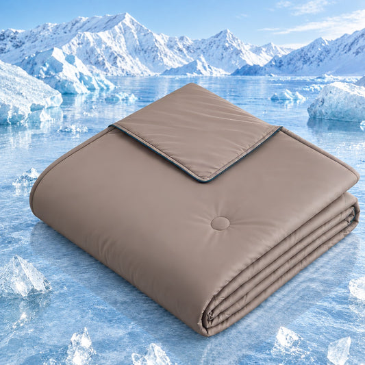 SUNNY HEAT Twin Cooling Comforter for Hot Sleepers, Double-Sided Cooling Blanket for Summer, Breathable Lightweight Bedding, Cocoa Brown, 60"x80"