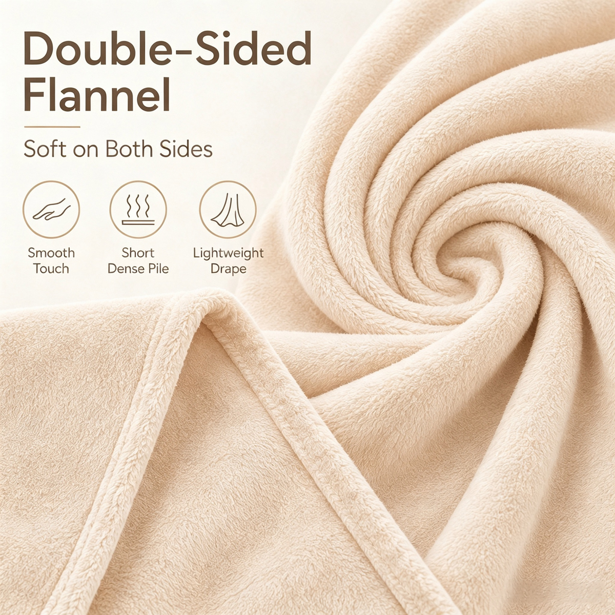 SUNNY HEAT Soft Flannel Blanket Super Warm & Comfortable Bed Blanket Queen Size, White