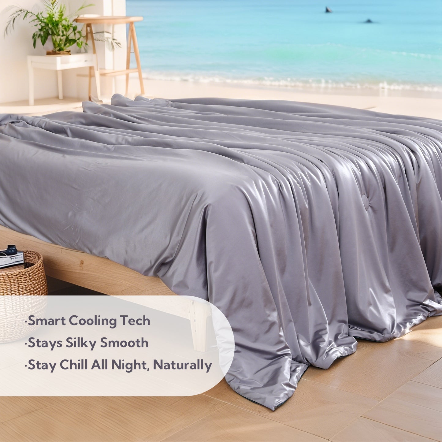 SUNNY HEAT Cooling Comforter Cal King, Reversible All Season Cooling Blanket, Dusty Lavender, 90"x108"