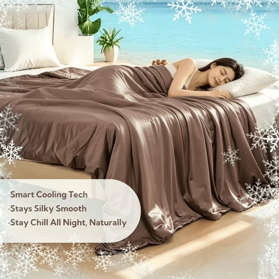 SUNNY HEAT Cooling Comforter Queen Size, Lightweight Breathable Soft Cooling Blanket for Hot Sleepers, Cocoa Brown, 78"x90"