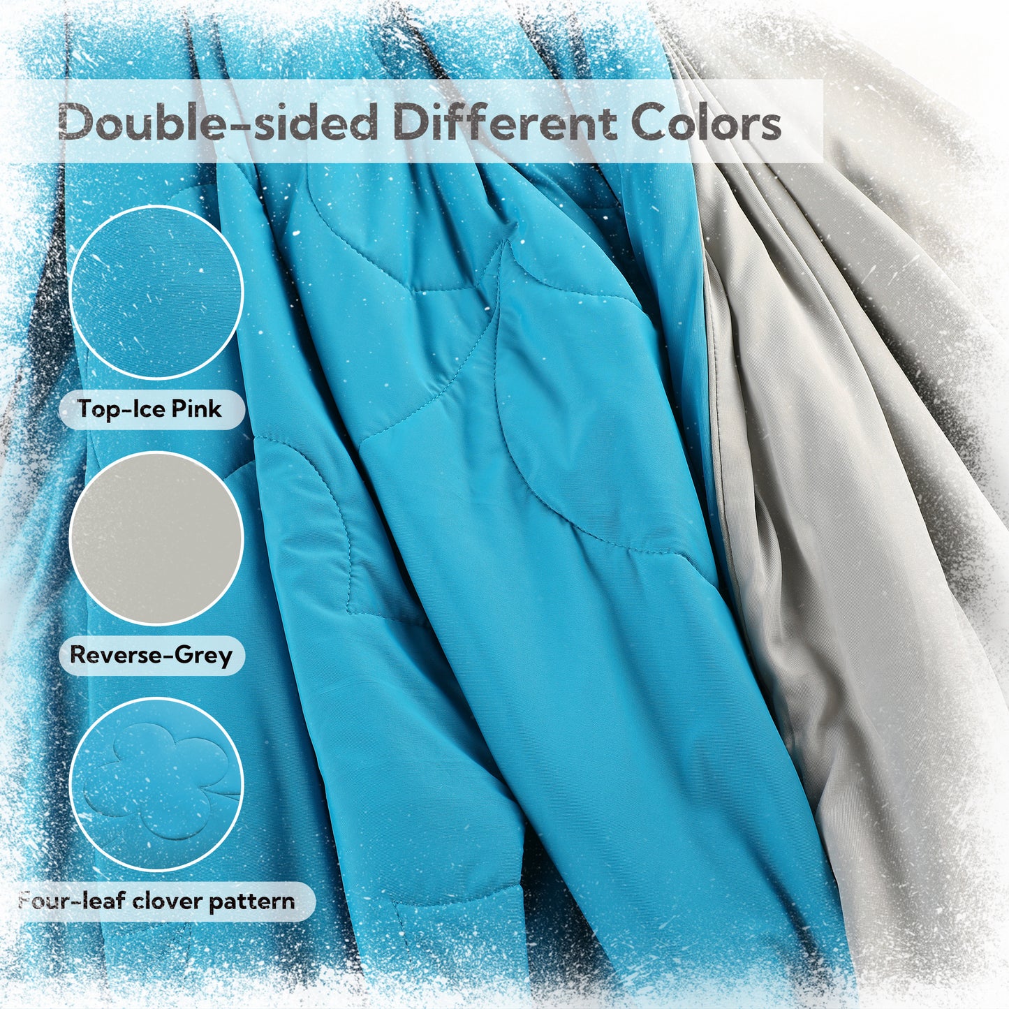 SUNNY HEAT Cooling Summer Comforter Queen Size 90"x90", Cooling Blanket for Hot Sleepers, Lightweight Breathable Double-Sided Quilt, Blue & Gray
