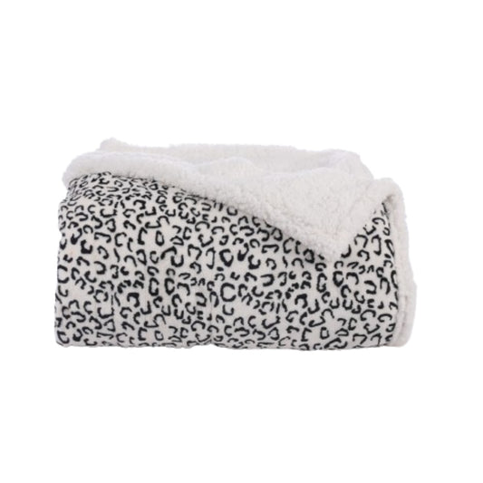 SUNNY HEAT Heated Electric Blanket Full Size 72'' x 84'' 6 Heating Levels & 1-10 Hours Auto Off , Leopard Black & White