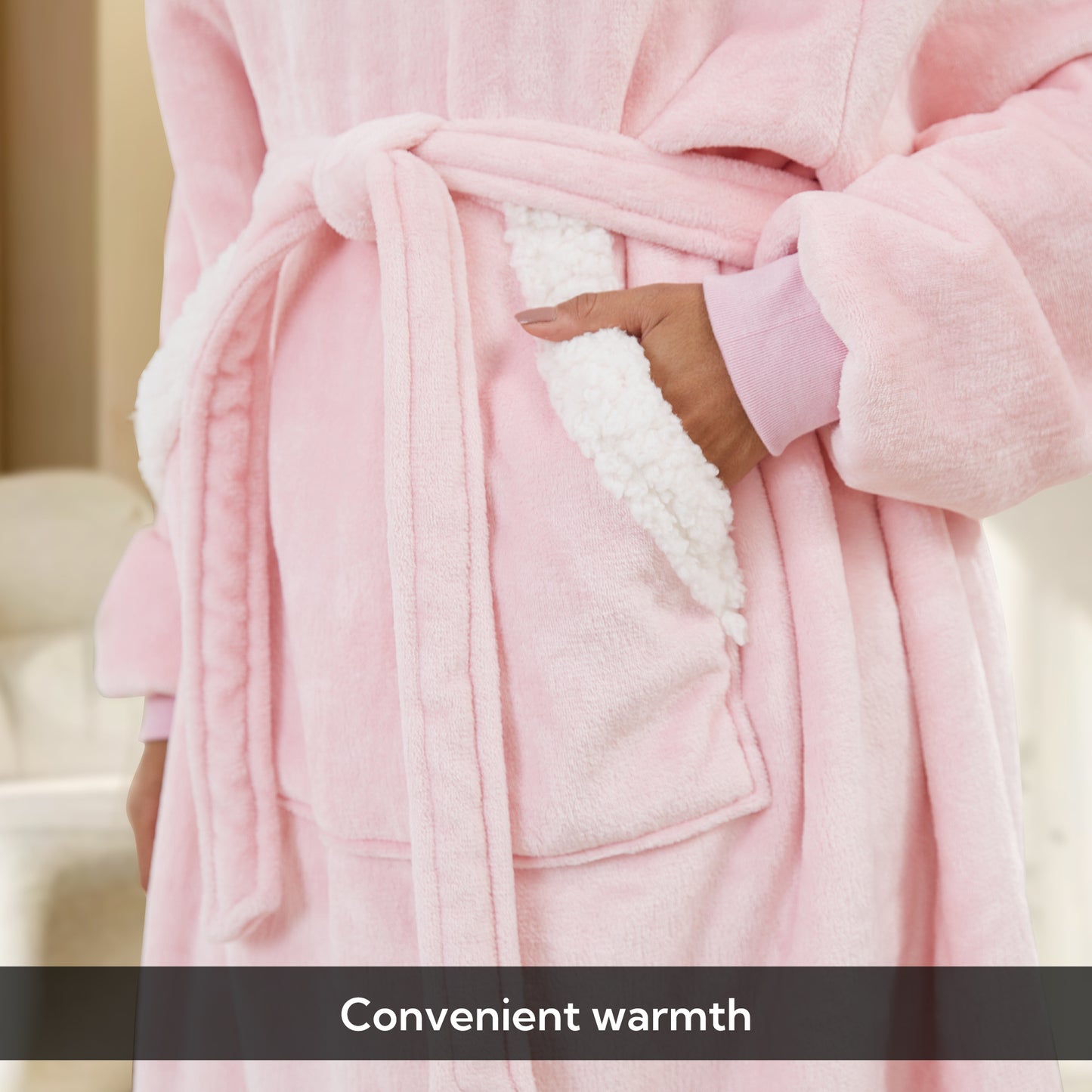 SUNNY HEAT Oversize Wearable Blanket, Light Pink - Warm Cozy for Bed Sofa Travel