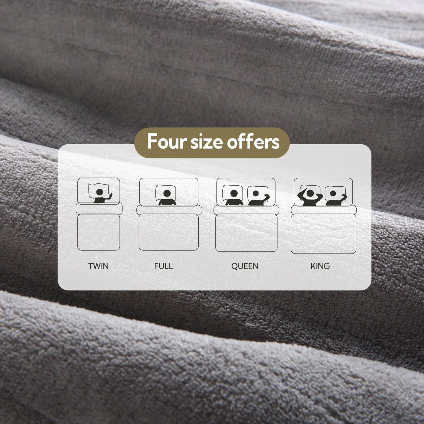 Electric Mattress Pad King Size with Dual Control 4 Temperature 10H Auto-off, Coral Fleece, Grey