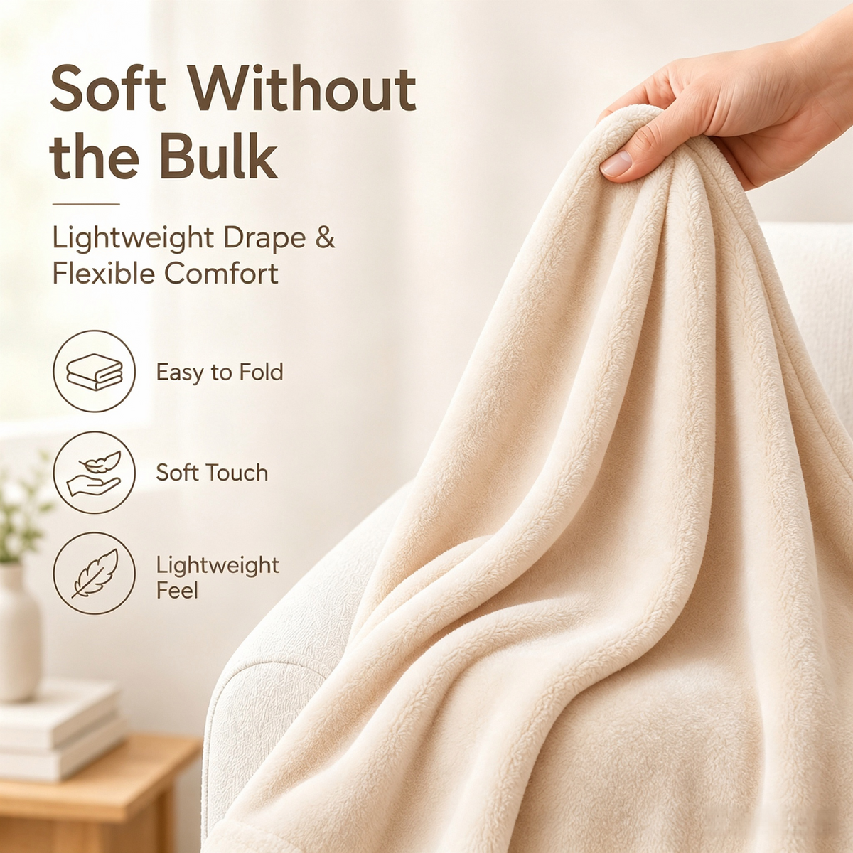 SUNNY HEAT Soft Flannel Blanket Super Warm & Comfortable Bed Blanket Queen Size, White
