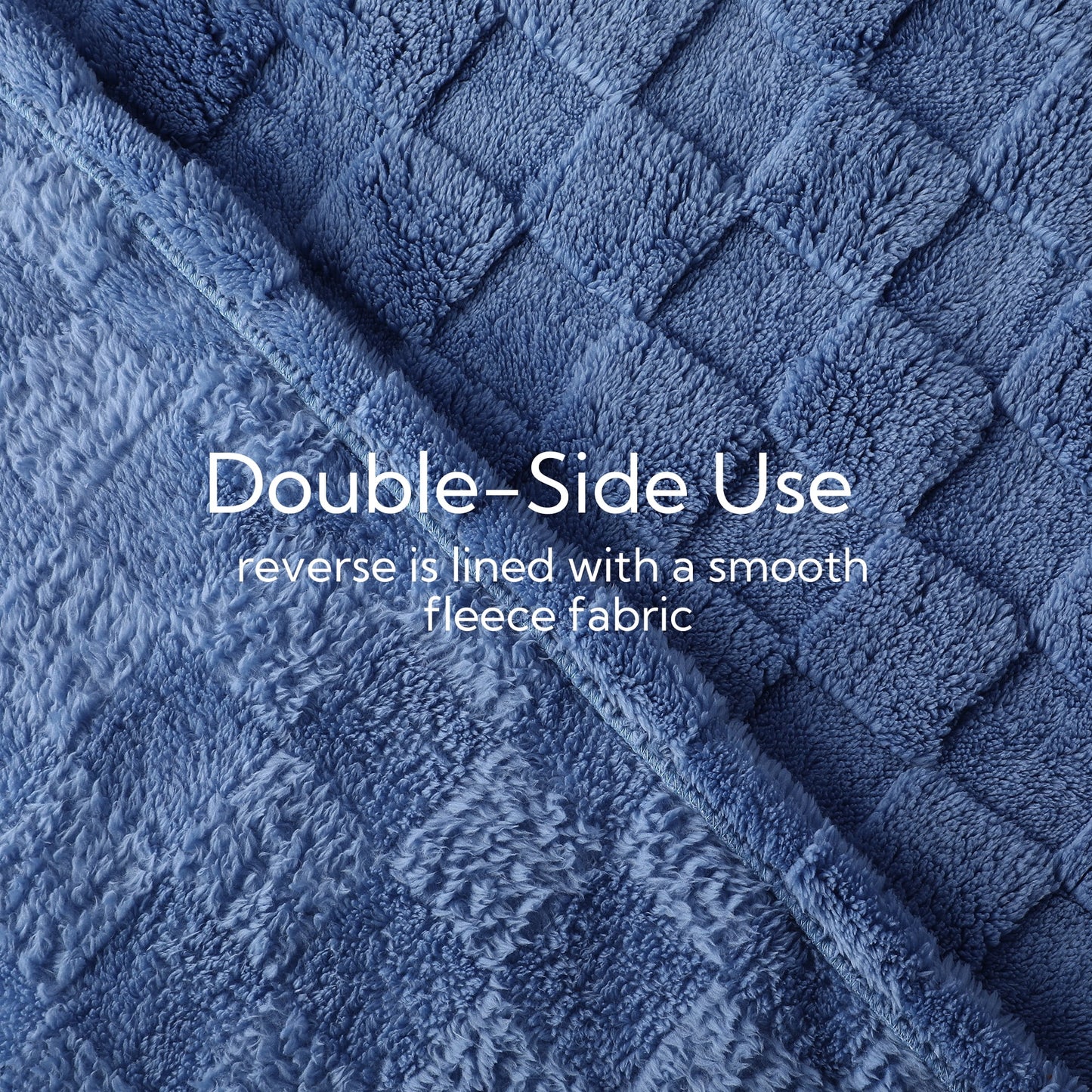 SUNNY HEAT Sherpa Blanket Queen Size 60''x80'' All-Season Lightweight Ultra Soft Bed Blanket Couch, Bed, Sofa, Travel Use, Gift, Denim Blue
