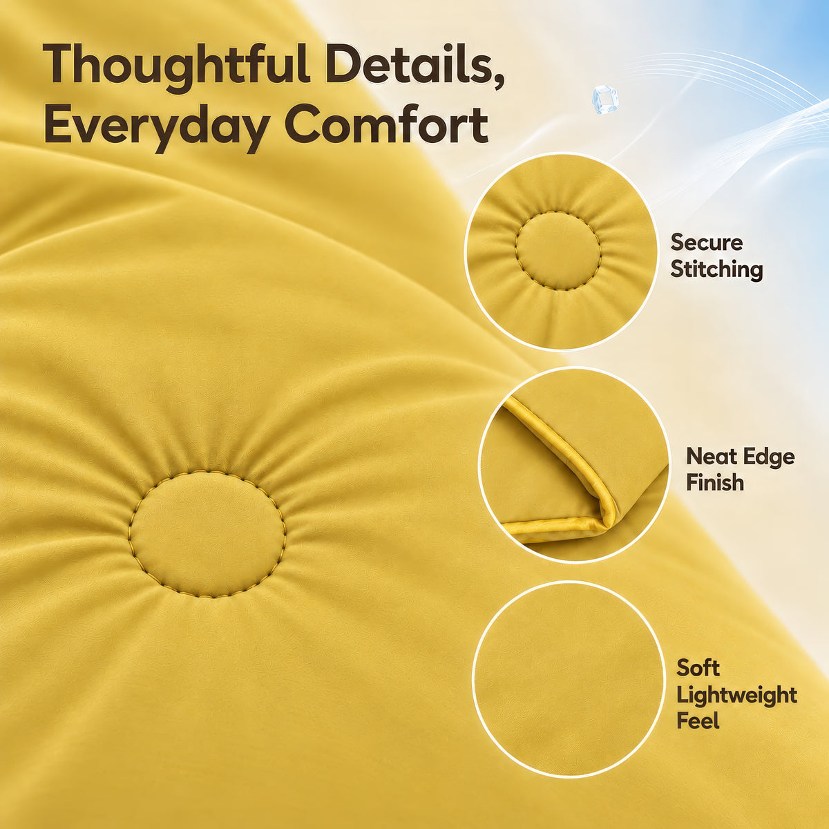 SUNNY HEAT Twin Cooling Comforter for Hot Sleepers, Double-Sided Cooling Blanket for Summer, Breathable Lightweight Bedding, Mustard Yellow, 60"x80"