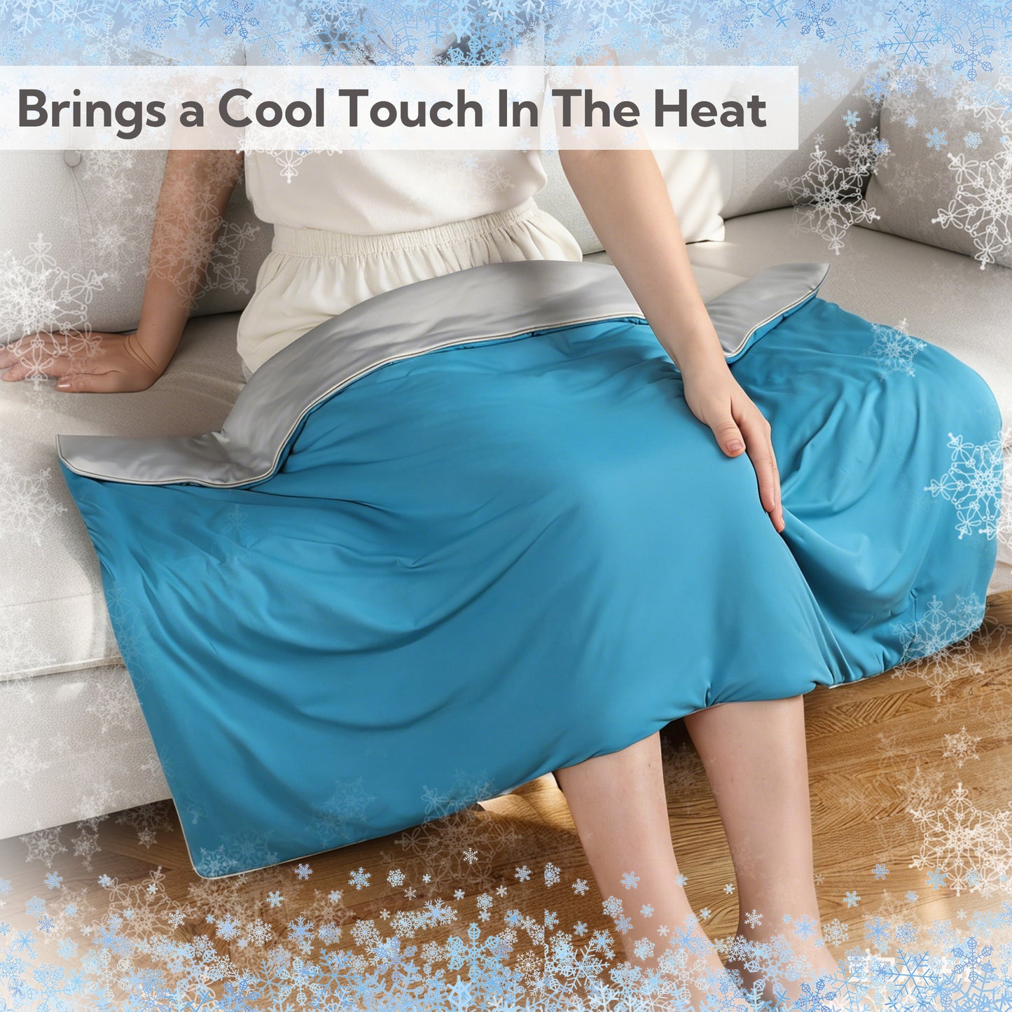 SUNNY HEAT Cooling Summer Comforter 28"x40", Cooling Blanket for Hot Sleepers, Lightweight Breathable Double-Sided Quilt, Blue & Gray