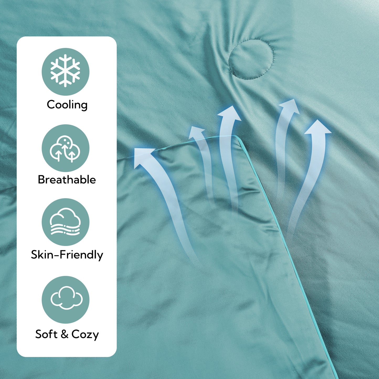 SUNNY HEAT Twin Cooling Comforter for Hot Sleepers, Double-Sided Cooling Blanket for Summer, Breathable Lightweight Bedding, Teal, 60"x80"