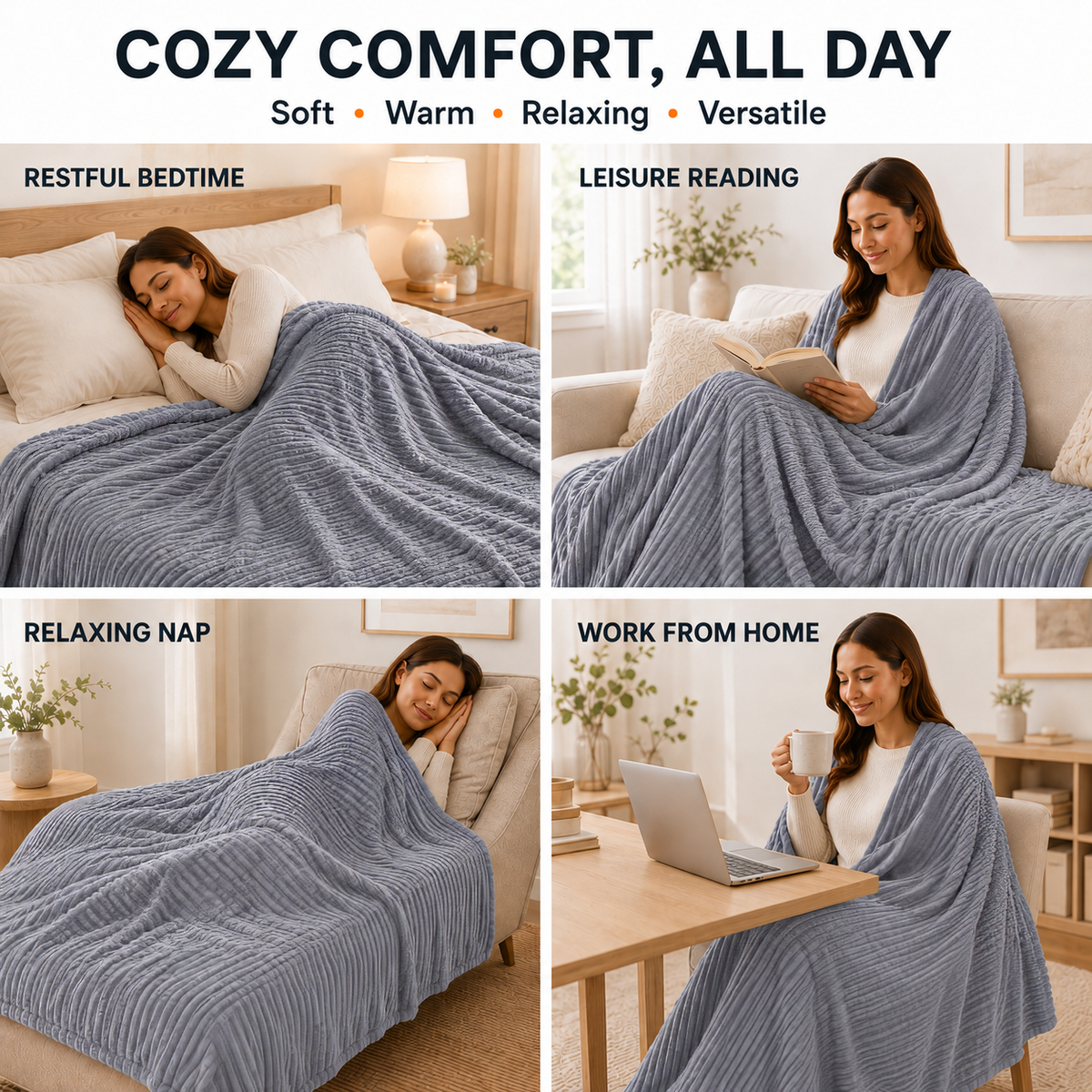SUNNY HEAT Heated Electric Blanket Soft Flannel Full Size 72" x 84", Fast Heat, 10 Heating Settings & 12 Hours Auto Shut-off, Grey