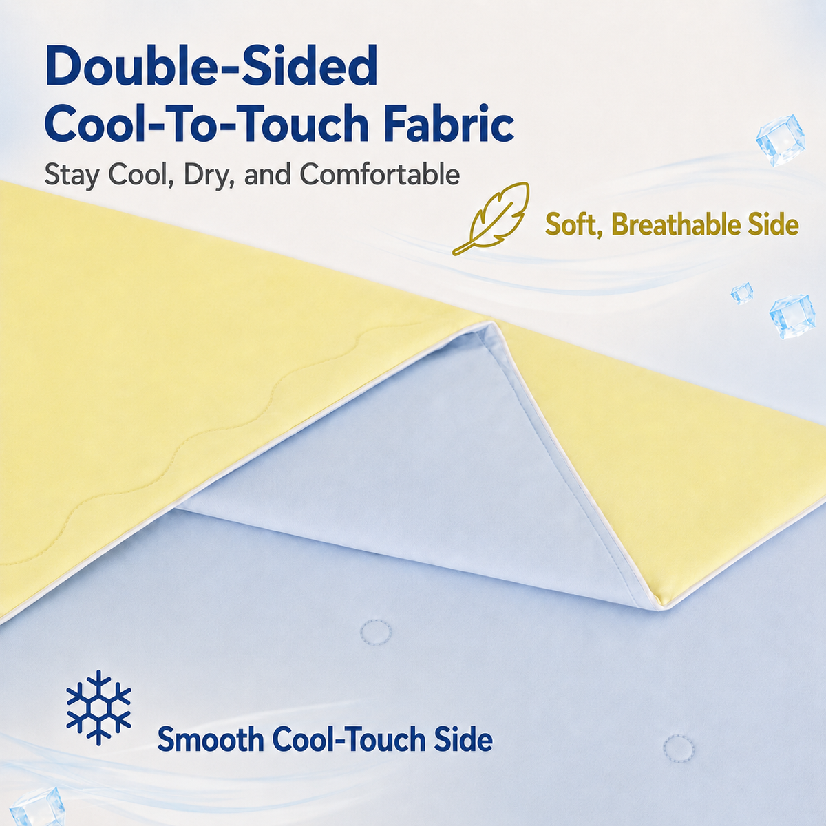 SUNNY HEAT Cooling Summer Comforter Full Size 79"x87", Cooling Blanket for Hot Sleepers, Lightweight Breathable Double-Sided Quilt, Yellow & Iceblue