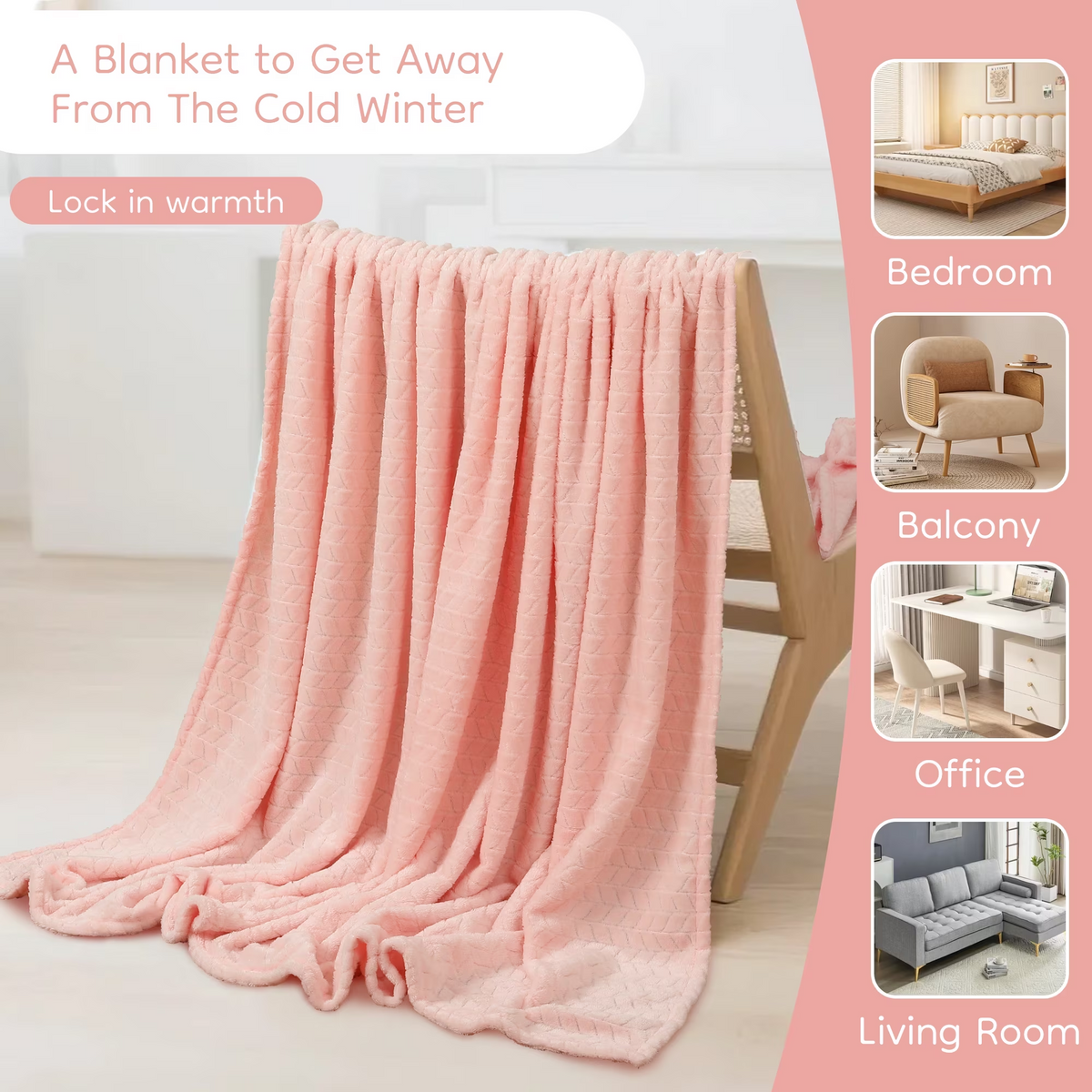 SUNNY HEAT Bed Blanket 28×40 Inches, Breathable Cozy Microplush, for Bed Sofa Couch Recliner, for Pet Dog Cats, All Seasons Use, Peach Pink