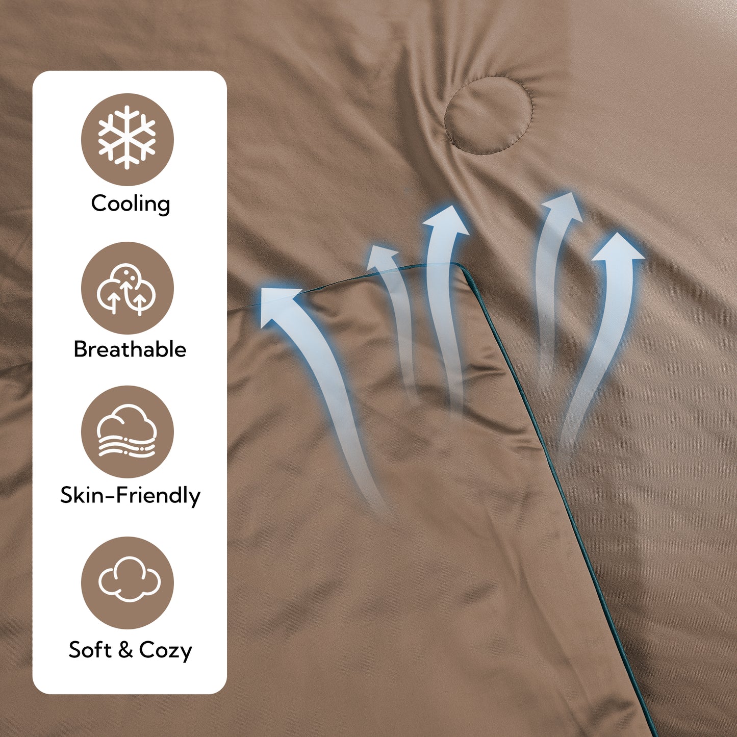 SUNNY HEAT Twin Cooling Comforter for Hot Sleepers, Double-Sided Cooling Blanket for Summer, Breathable Lightweight Bedding, Cocoa Brown, 60"x80"