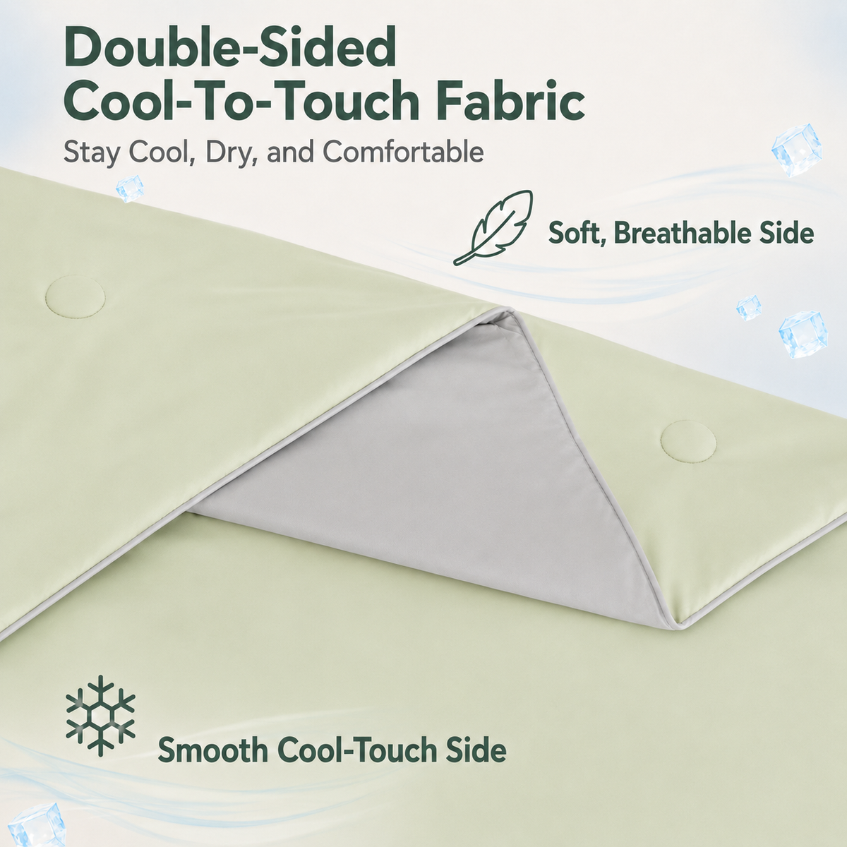 SUNNY HEAT Cooling Summer Comforter Full Size 79"x87", Cooling Blanket for Hot Sleepers, Lightweight Breathable Double-Sided Quilt, Gray & Icegreen