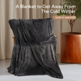 SUNNY HEAT Soft Flannel Blanket Super Warm & Comfortable Bed Blanket Queen Size, Dark Grey