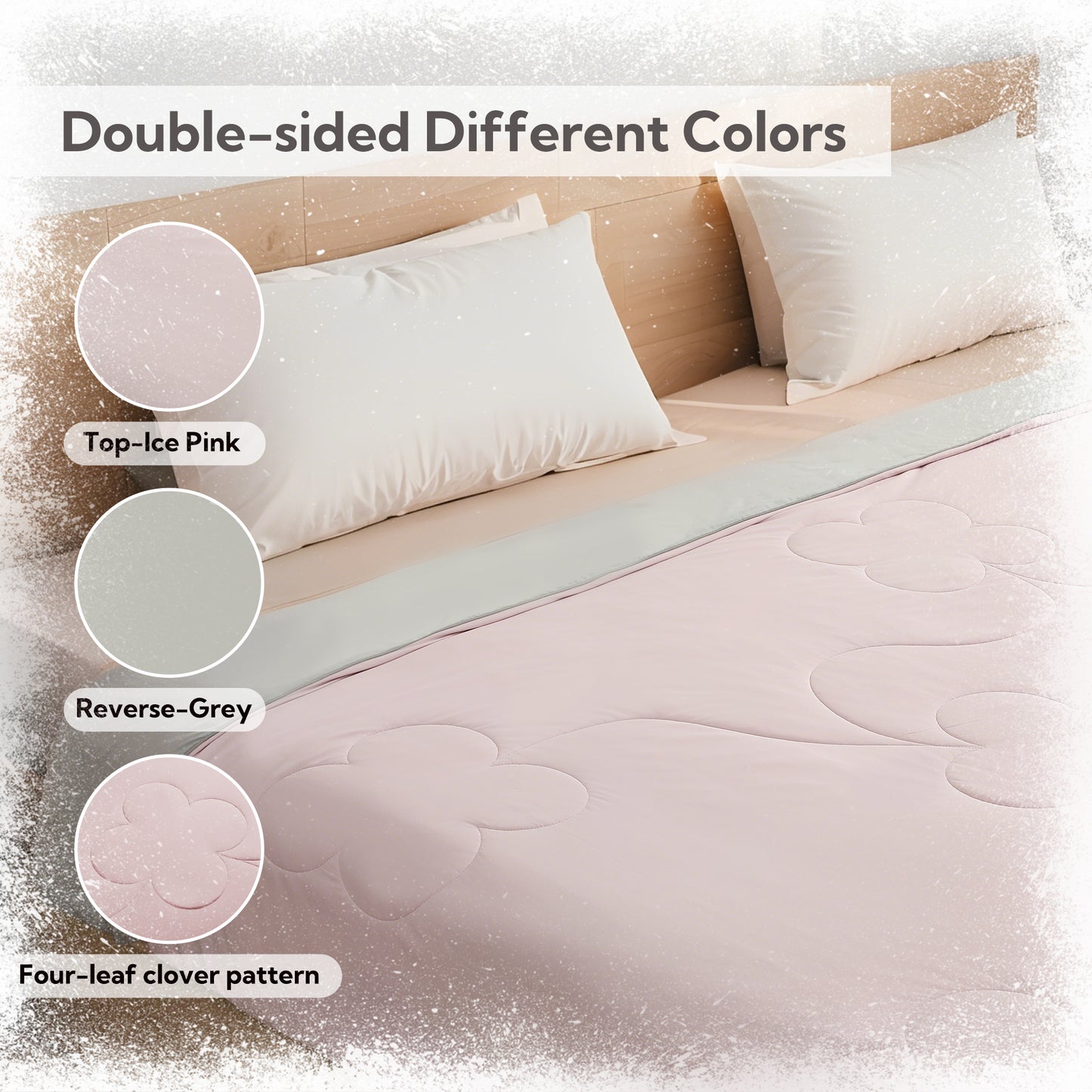SUNNY HEAT Cooling Summer Comforter Twin Size 60"x80", Cooling Blanket for Hot Sleepers, Lightweight Breathable Double-Sided Quilt, Pink & Gray