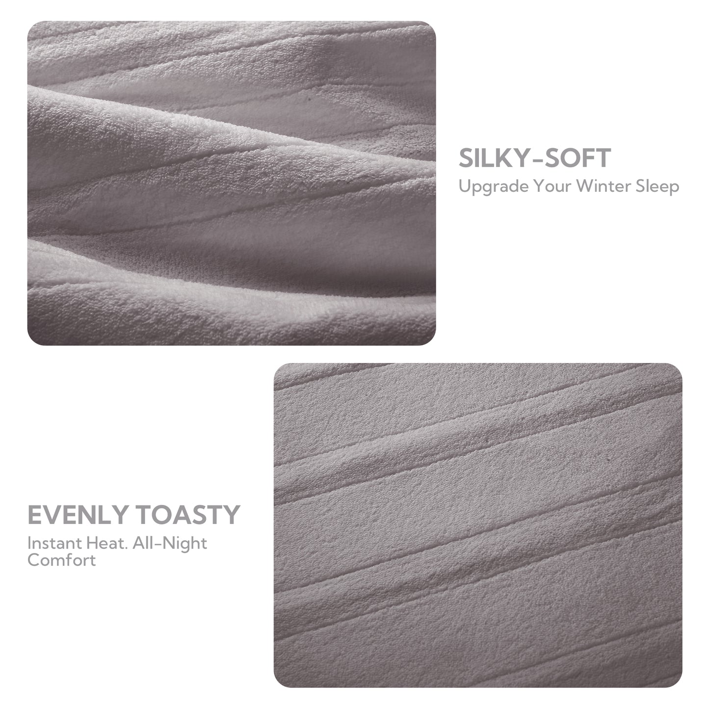 SUNNY HEAT Electric Mattress Pad Twin Size with 4 Temperature 10H Auto-off, Coral Fleece, Light Grey