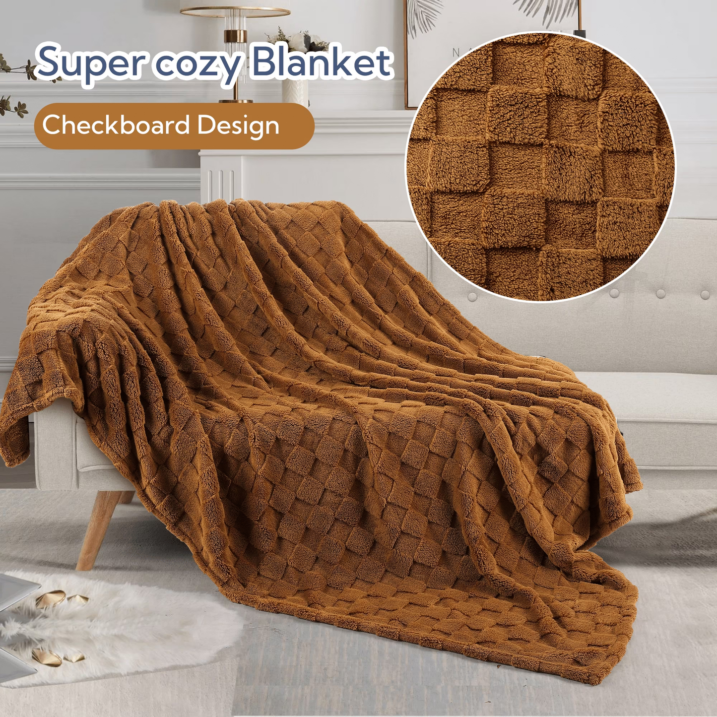 SUNNY HEAT Sherpa Blanket Twin Size 60"x80", Summer Lightweight All-Season Ultra Soft Bed Blanket for Couch, Bed, Sofa, Travel Use, Gift, Brown