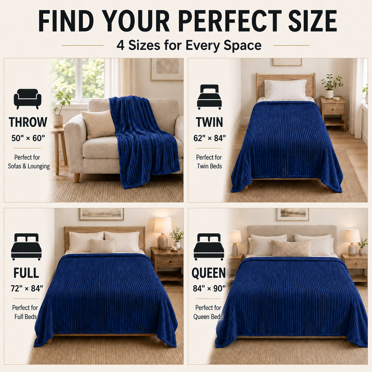 SUNNY HEAT Electric Heated Blanket 84'' x 90'' Queen Size Flannel Machine Washable, Warm and Cozy all Night, 9 Heating Levels & 1-10 Hours Auto Off Dual Control-Navy Blue