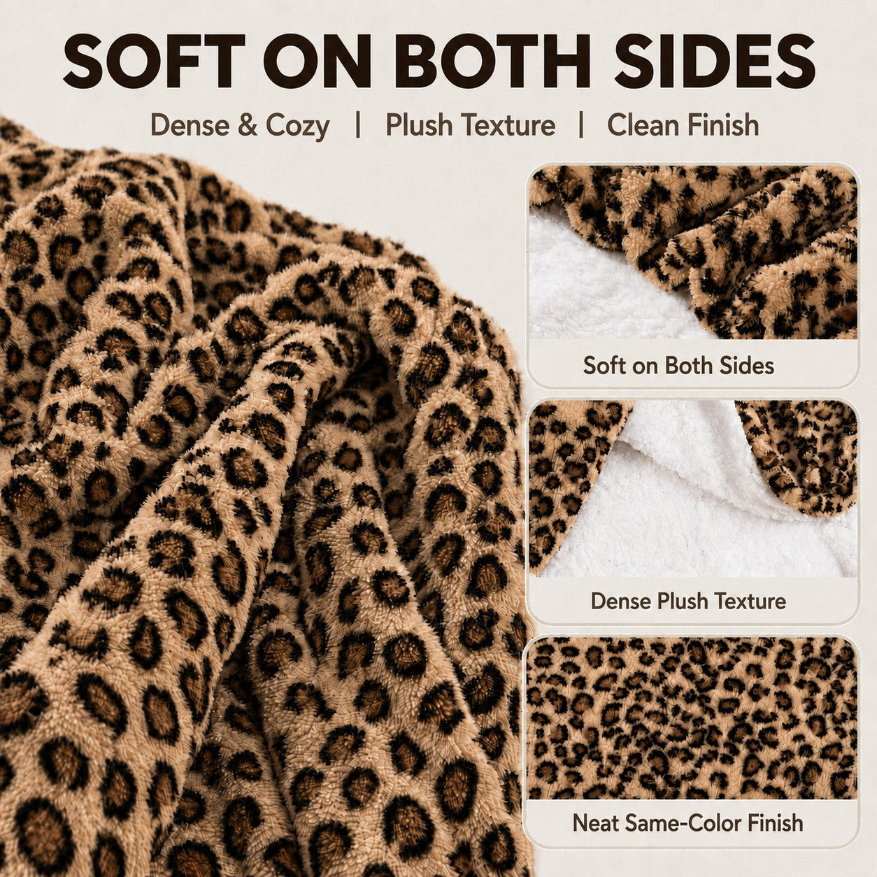 SUNNY HEAT Leopard Print Blanket 60"x80" All-Season Ultra Soft Bed Blanket Couch, Bed, Sofa, Travel Use, Leopard Brown