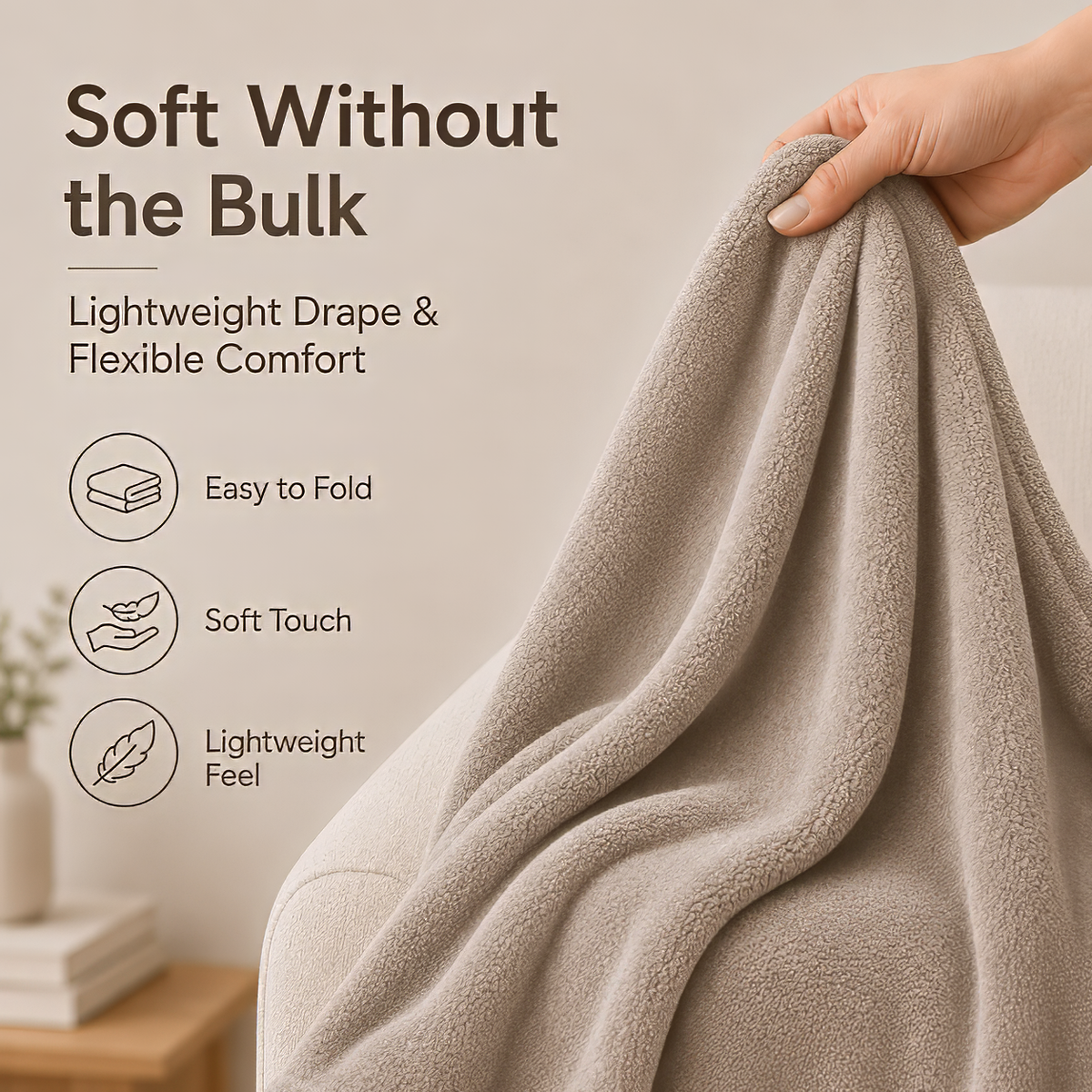 SUNNY HEAT Soft Flannel Blanket Summer Lightweight & Comfortable Bed Blanket Twin Size, Light Grey