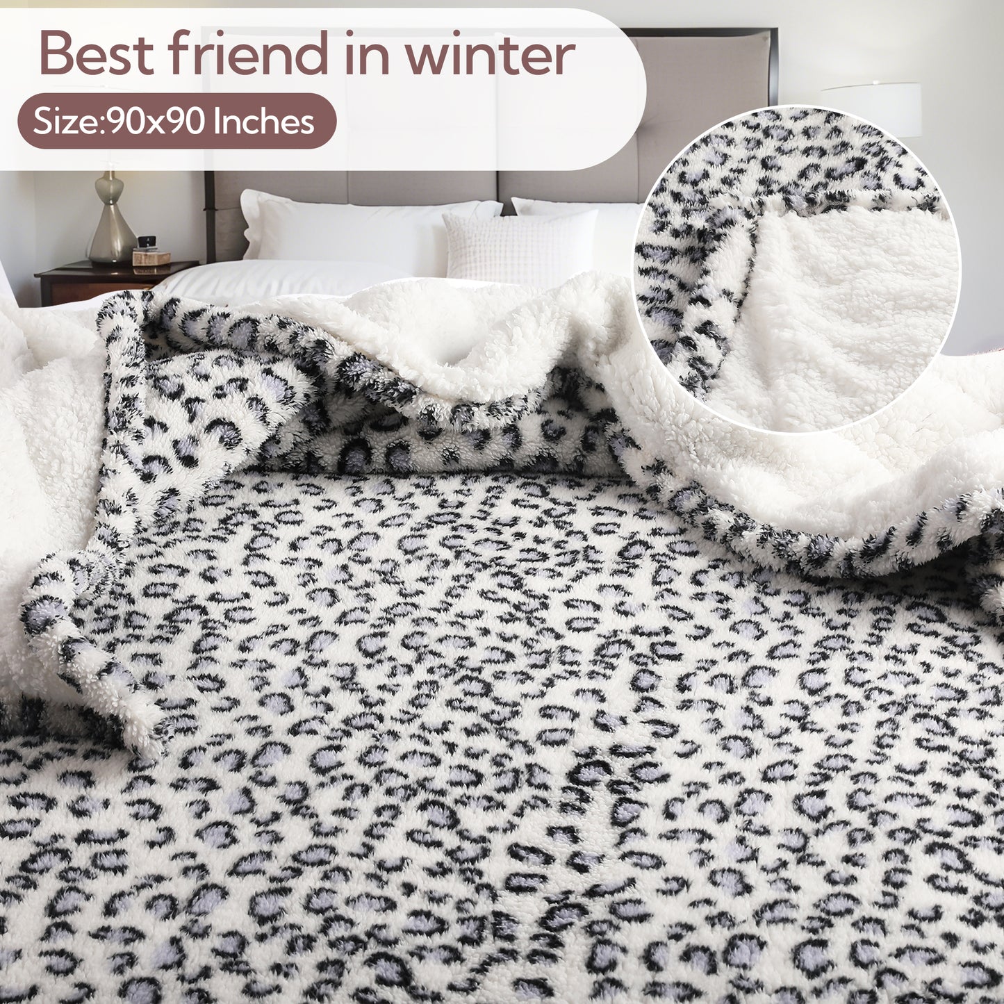 SUNNY HEAT Blanket 90''x90'' All-Season Ultra Soft Bed Blanket Couch, Bed, Sofa, Travel Use, blue and white