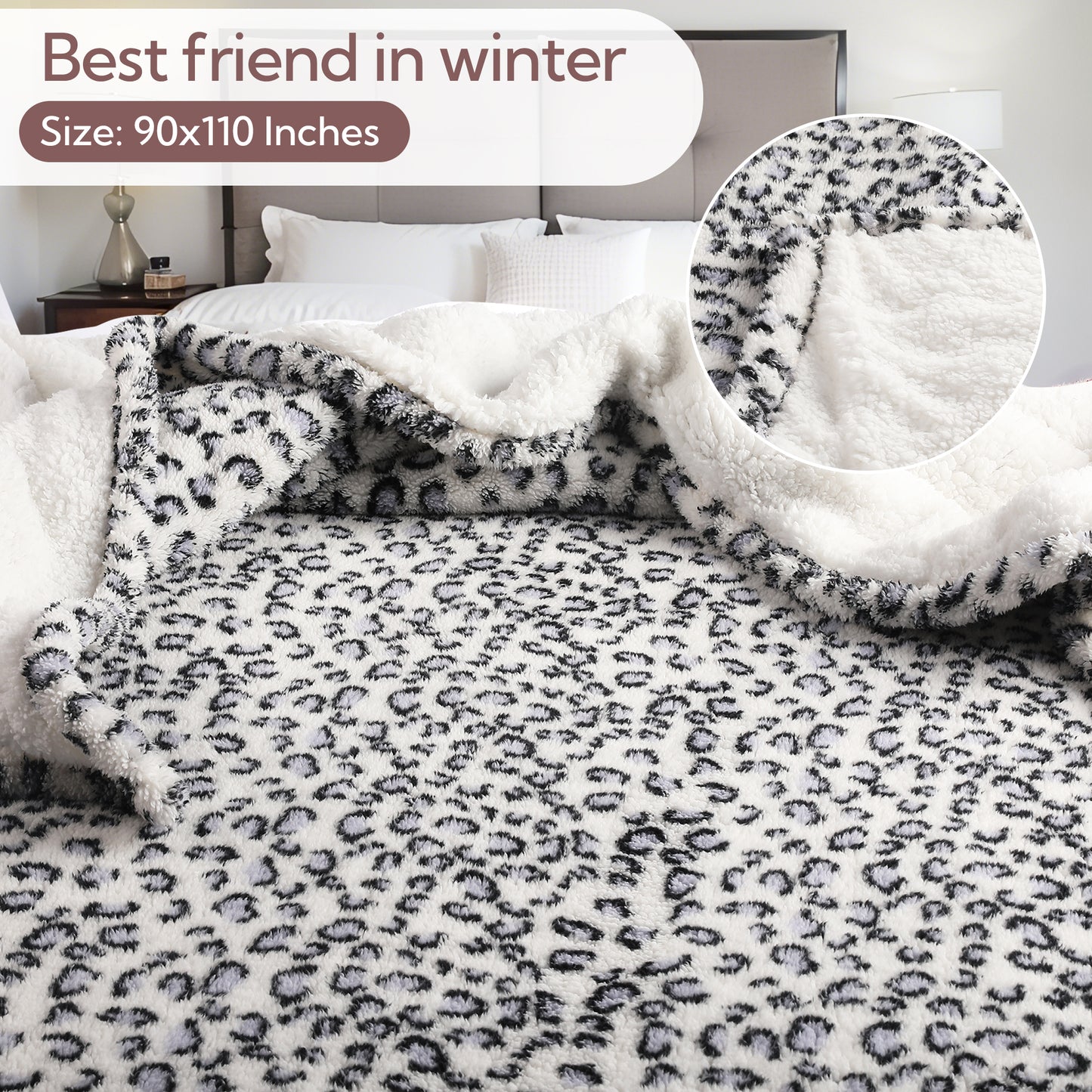 SUNNY HEAT Blanket 90''x110'' All-Season Ultra Soft Bed Blanket Couch, Bed, Sofa, Travel Use, blue and white