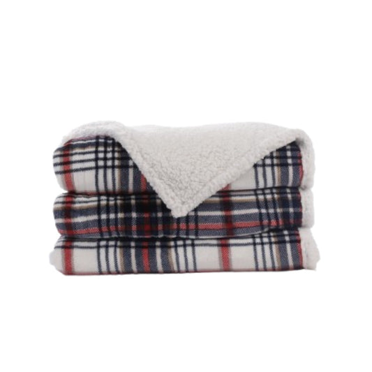 SUNNY HEAT Electric Heated Blanket 72"x84" Full Size, 10 Heating Levels & 12 H Auto Shut Off, Cotton & Microplush Plaid, Blue & White