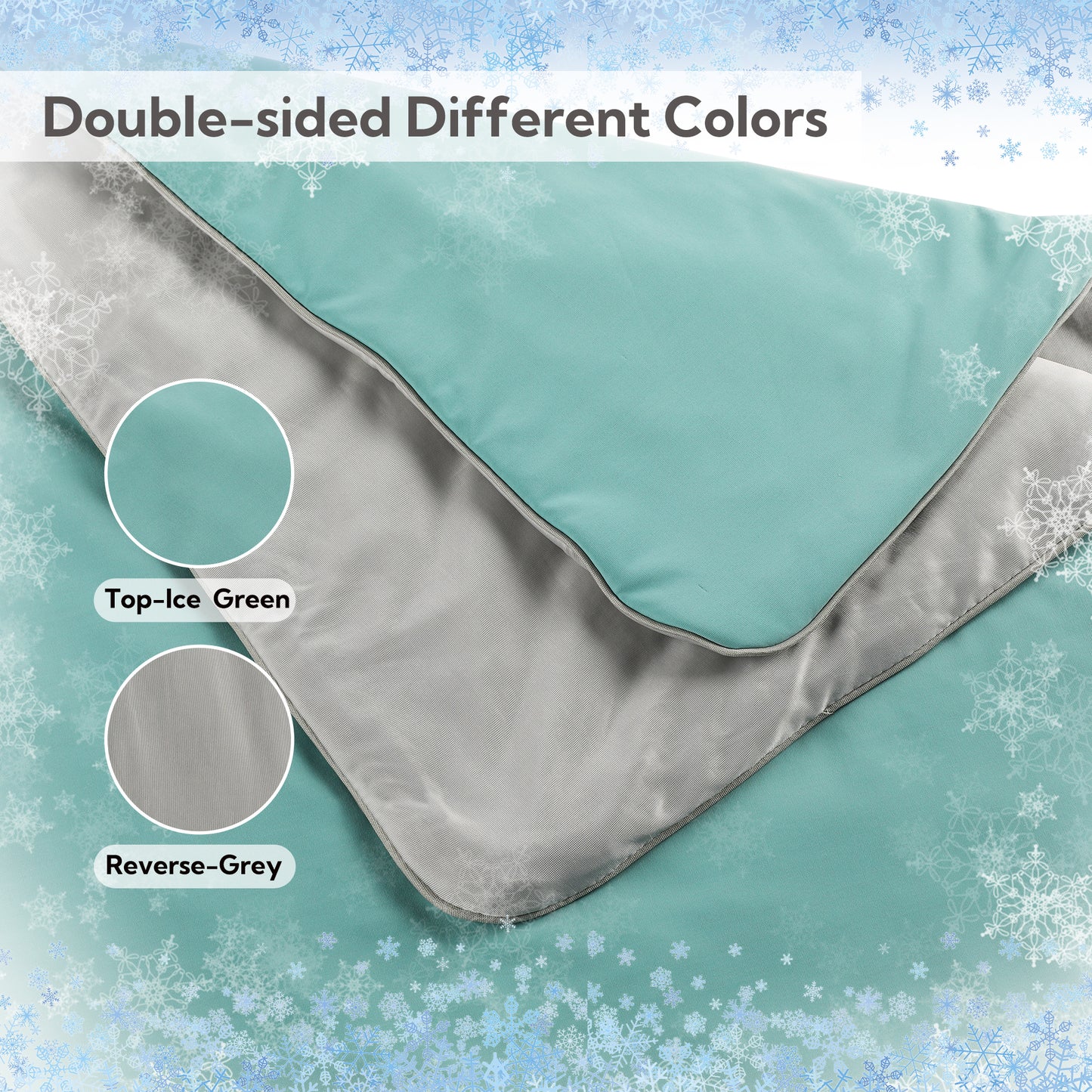 SUNNY HEAT Cooling Summer Comforter 28"x40", Cooling Blanket for Hot Sleepers, Lightweight Breathable Double-Sided Quilt, Green & Gray