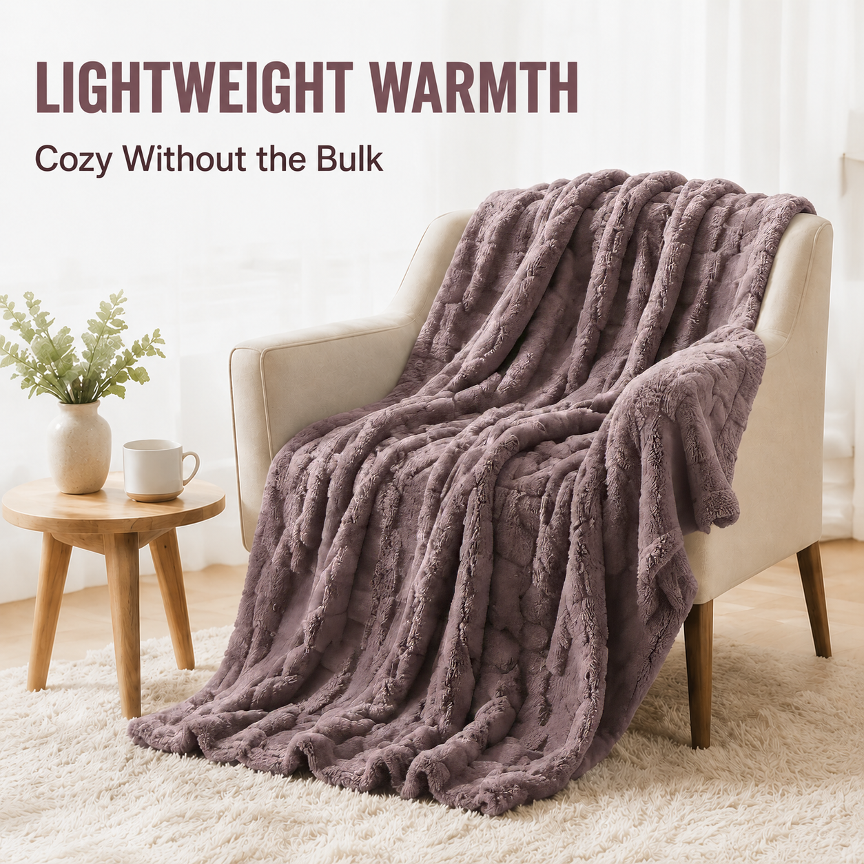SUNNY HEAT Bed Blanket 78×90 Inches, Breathable and Cozy Microplush for Bed Sofa Couch, Suitable for All Seasons, Gift, Purple
