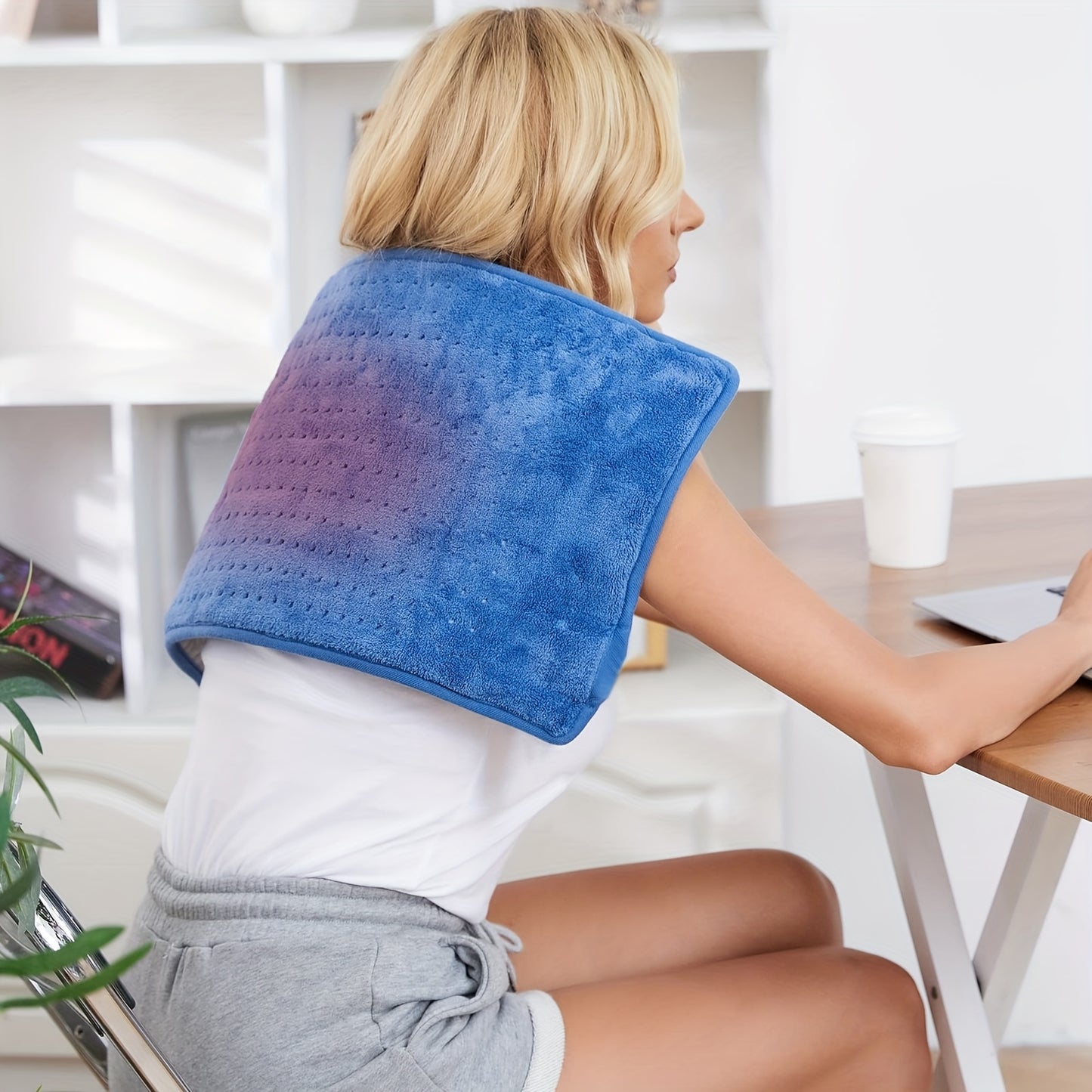 SUNNY HEAT Electric Heating Pad 12x24 inches, Soft Flannel, Haze Blue - Targeted Muscle Pain Relief (1 Piece)