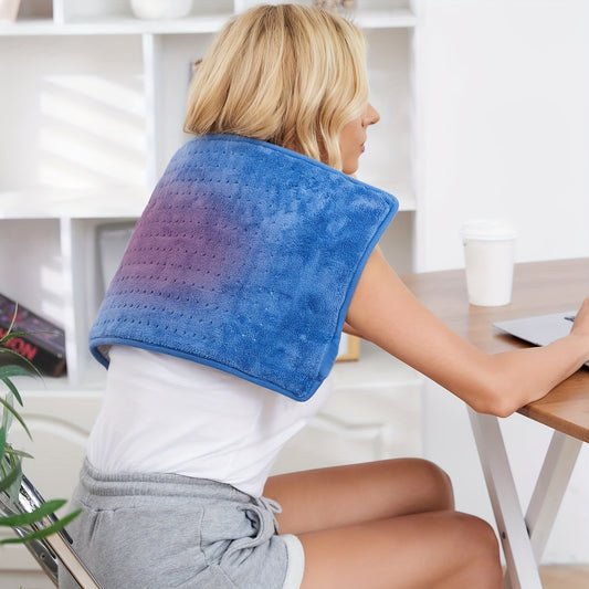 SUNNY HEAT Electric Heating Pad 12x24 inches, Soft Flannel, Haze Blue - Targeted Muscle Pain Relief (1 Piece)