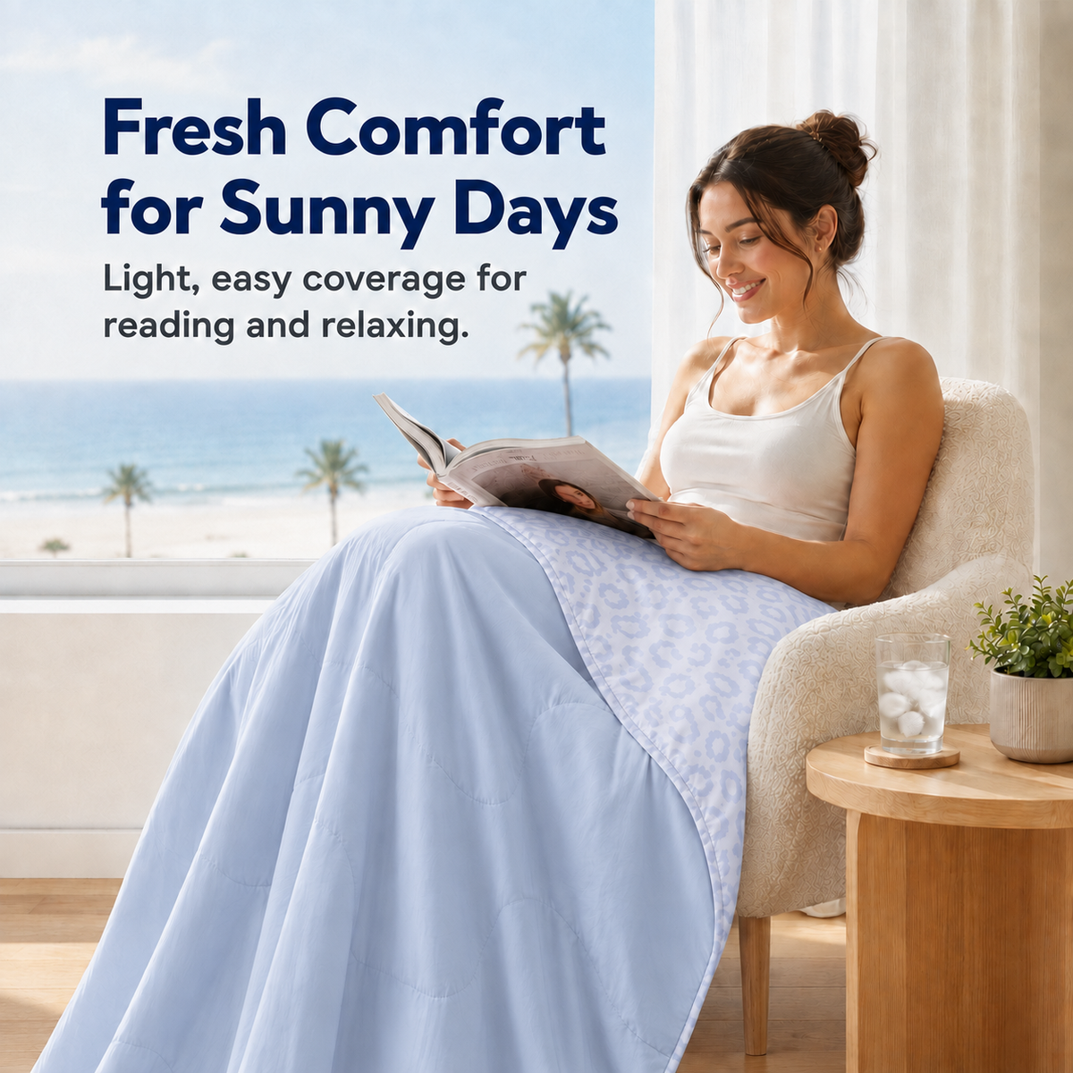 SUNNY HEAT Cooling Summer Comforter Twin Size 60"x80", Cooling Blanket for Hot Sleepers, Lightweight Breathable Double-Sided Quilt, Leopard Ice Blue