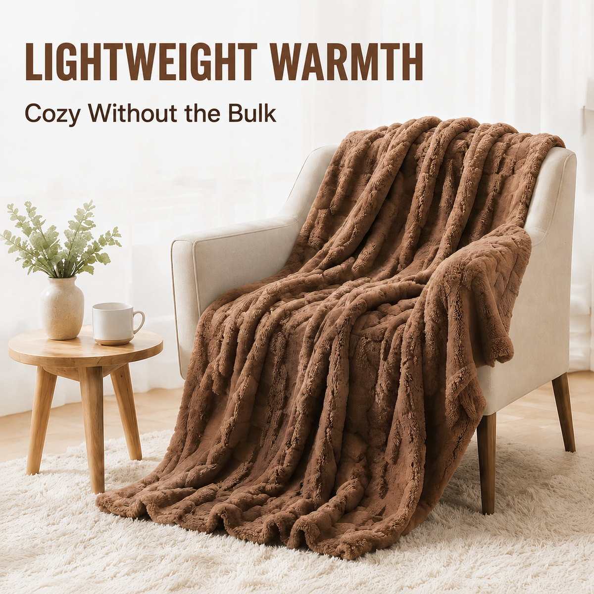SUNNY HEAT Sherpa Blanket Twin Size 60"x80", Summer Lightweight All-Season Ultra Soft Bed Blanket for Couch, Bed, Sofa, Travel Use, Gift, Brown