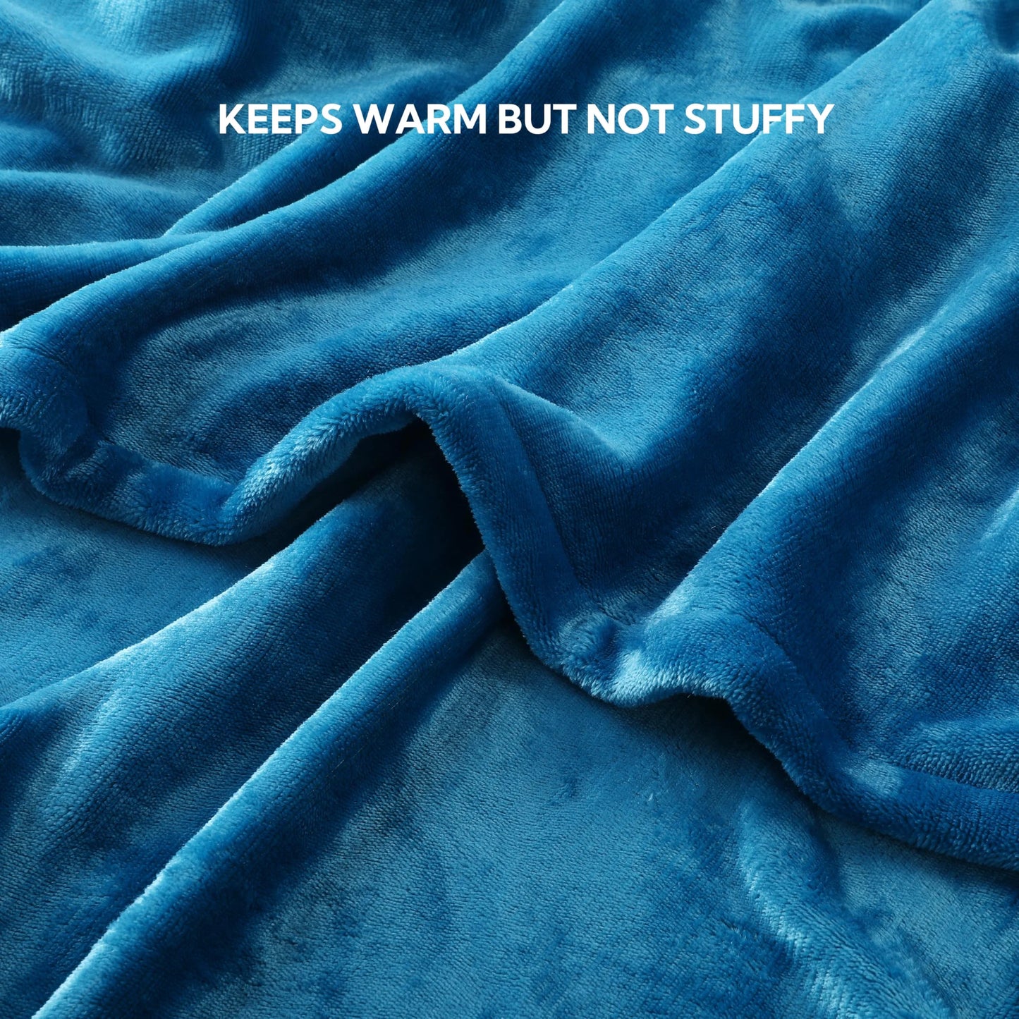 SUNNY HEAT Electric Heated Blanket Flannel King Size 90" x 100" Dual Control, 4 Heating Settings & 10 Hours Auto Off, Blue
