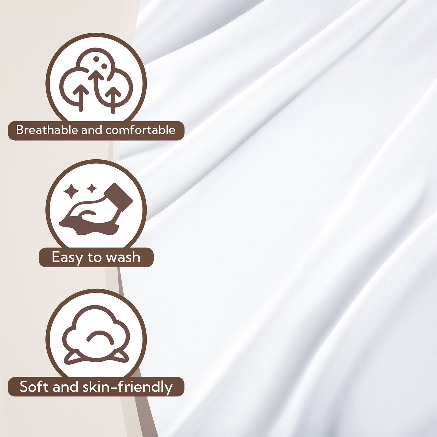 SUNNY HEAT Sheets Set, Comfortable Soft Fabric 16 inch Deep Pocket 4 Piece Queen size, White