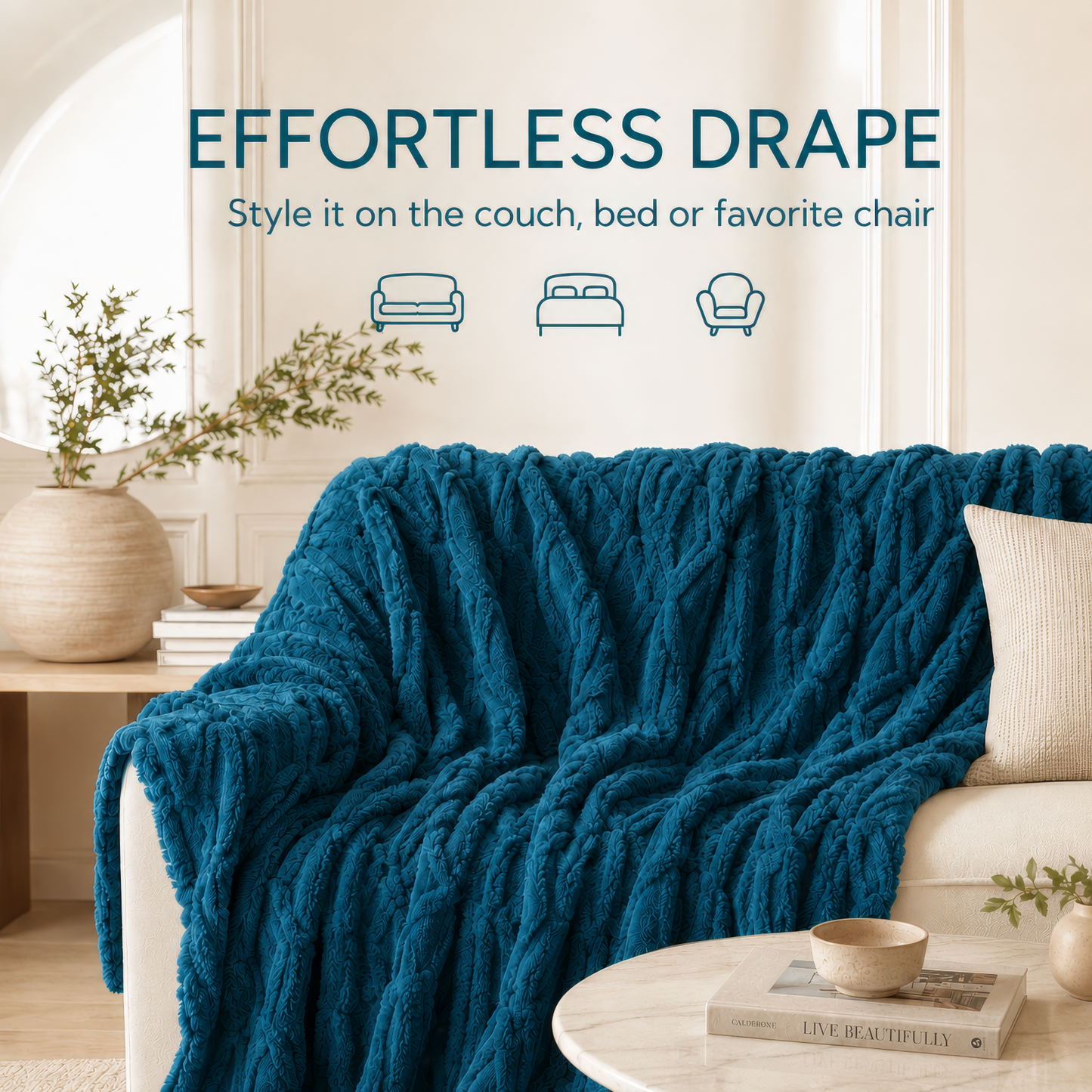 SUNNY HEAT Bed Blanket 70×78 Inches, Breathable and Cozy Microplush for Bed Sofa Couch, Suitable for All Seasons, Green