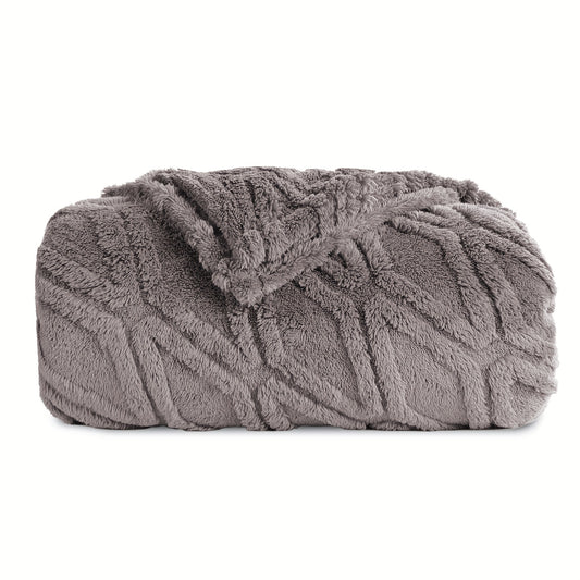 SUNNY HEAT Sherpa Blanket Queen Size 60''x80'' All-Season Ultra Soft Bed Blanket Couch, Bed, Sofa, Travel Use, Light Grey