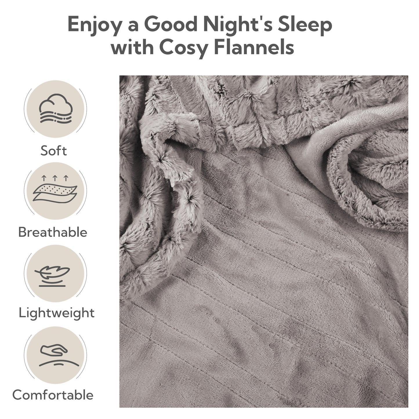 SUNNY HEAT Heated Electric Blanket Throw Size 50''60''-Faux Fur Material Electric Blanket, 4 Heat Levels, 3 Hours Auto Off, Brown