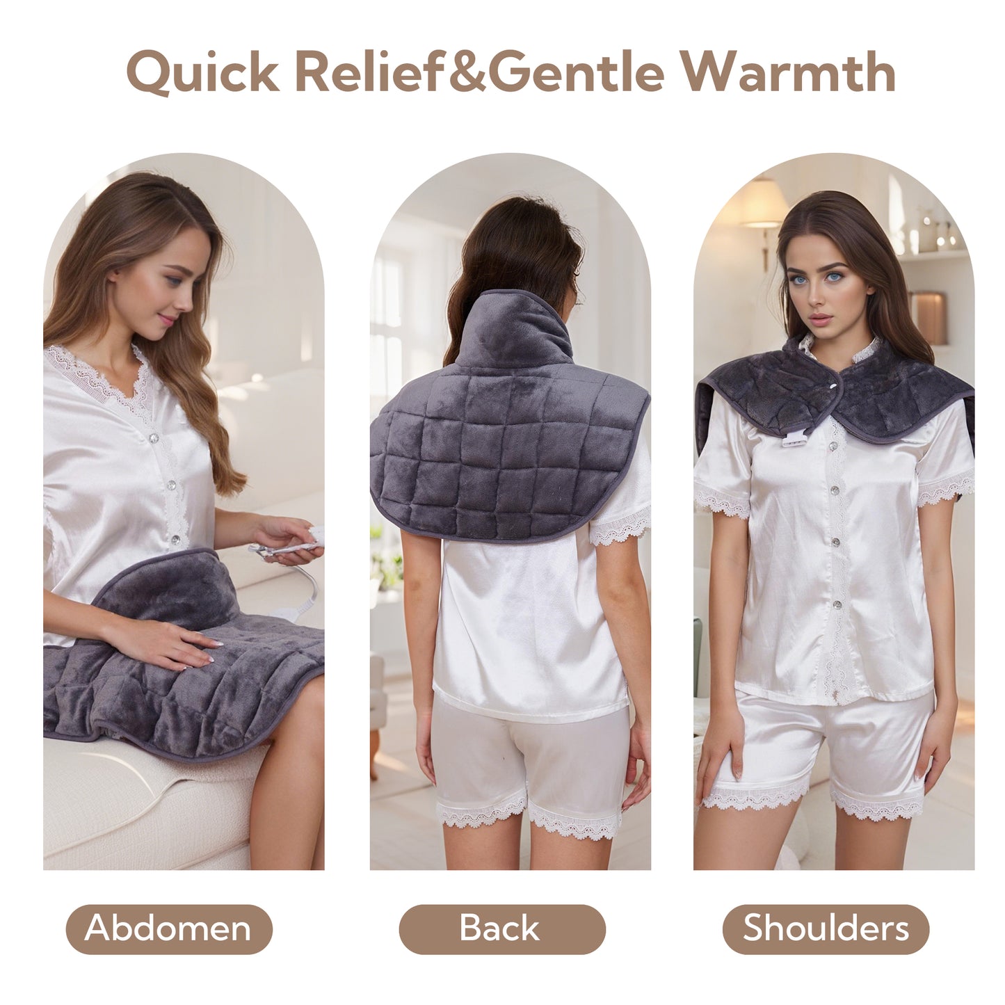 SUNNY HEAT 22.8x22.8 Inches Soft Flannel Corded Electric Gravity Shoulder Heating Pad - Relieve Body Aches & Pains (1 Piece)