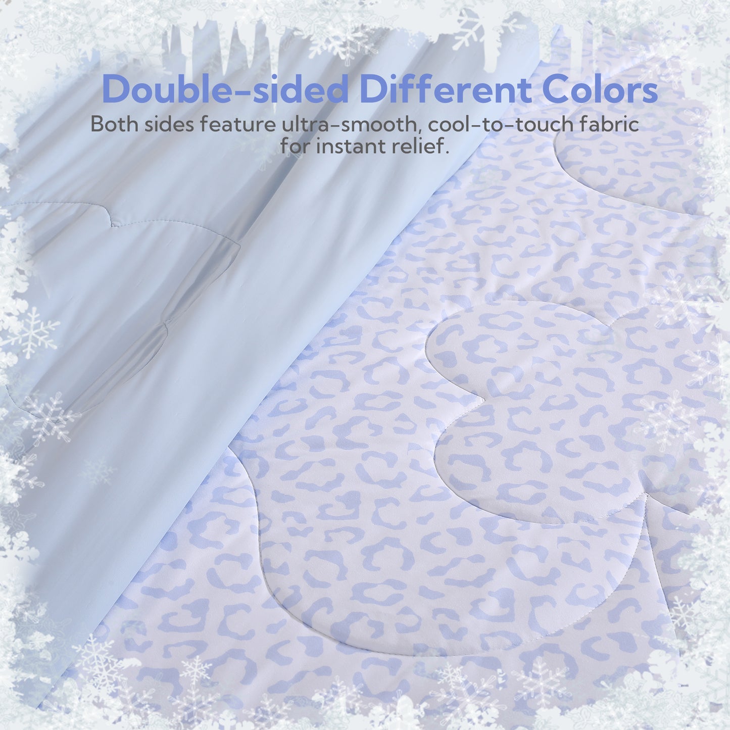 SUNNY HEAT Cooling Summer Comforter Twin Size 60"x80", Cooling Blanket for Hot Sleepers, Lightweight Breathable Double-Sided Quilt, Leopard Ice Blue