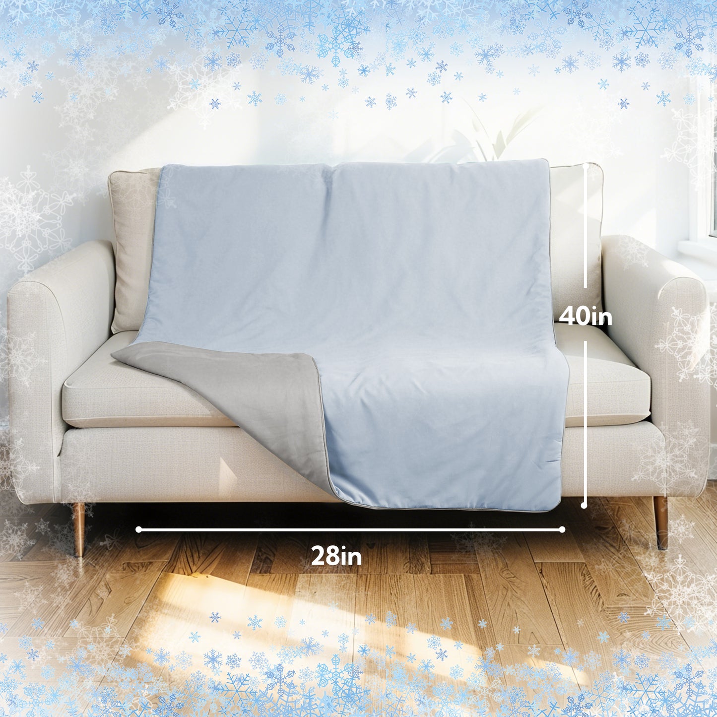 SUNNY HEAT Cooling Summer Comforter 28"x40", Cooling Blanket for Hot Sleepers, Lightweight Breathable Double-Sided Quilt, Mint Blue & Gray