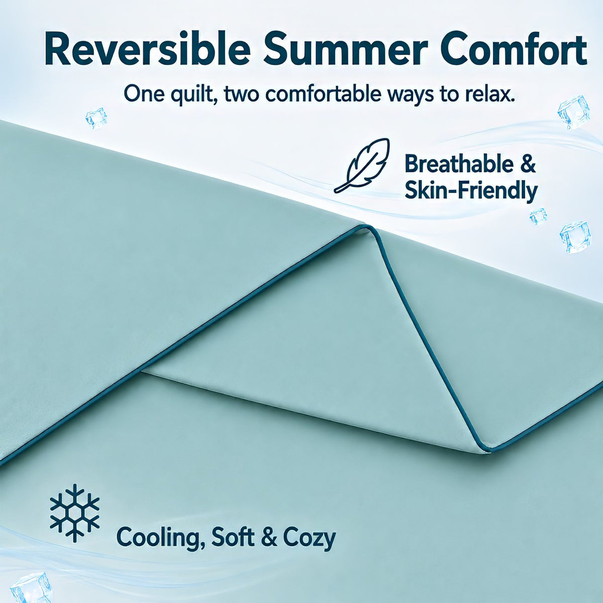 SUNNY HEAT Twin Cooling Comforter for Hot Sleepers, Double-Sided Cooling Blanket for Summer, Breathable Lightweight Bedding, Teal, 60"x80"