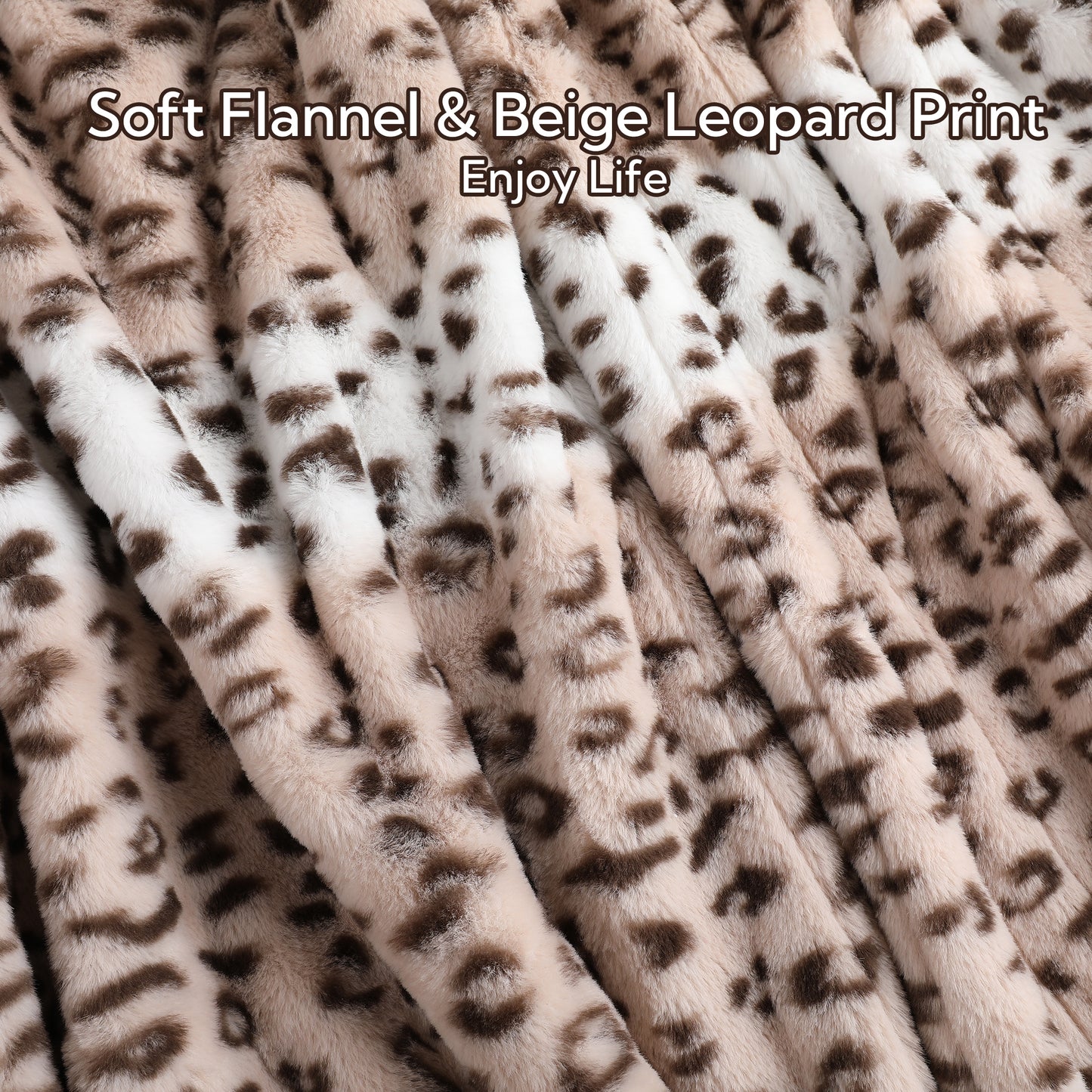 SUNNY HEAT Electric Heated Blanket Full Size 72"x 84" Soft Flannel with 9 Levels Heating & 10Hs Auto off, Machine Washable, Beige Leopard Print