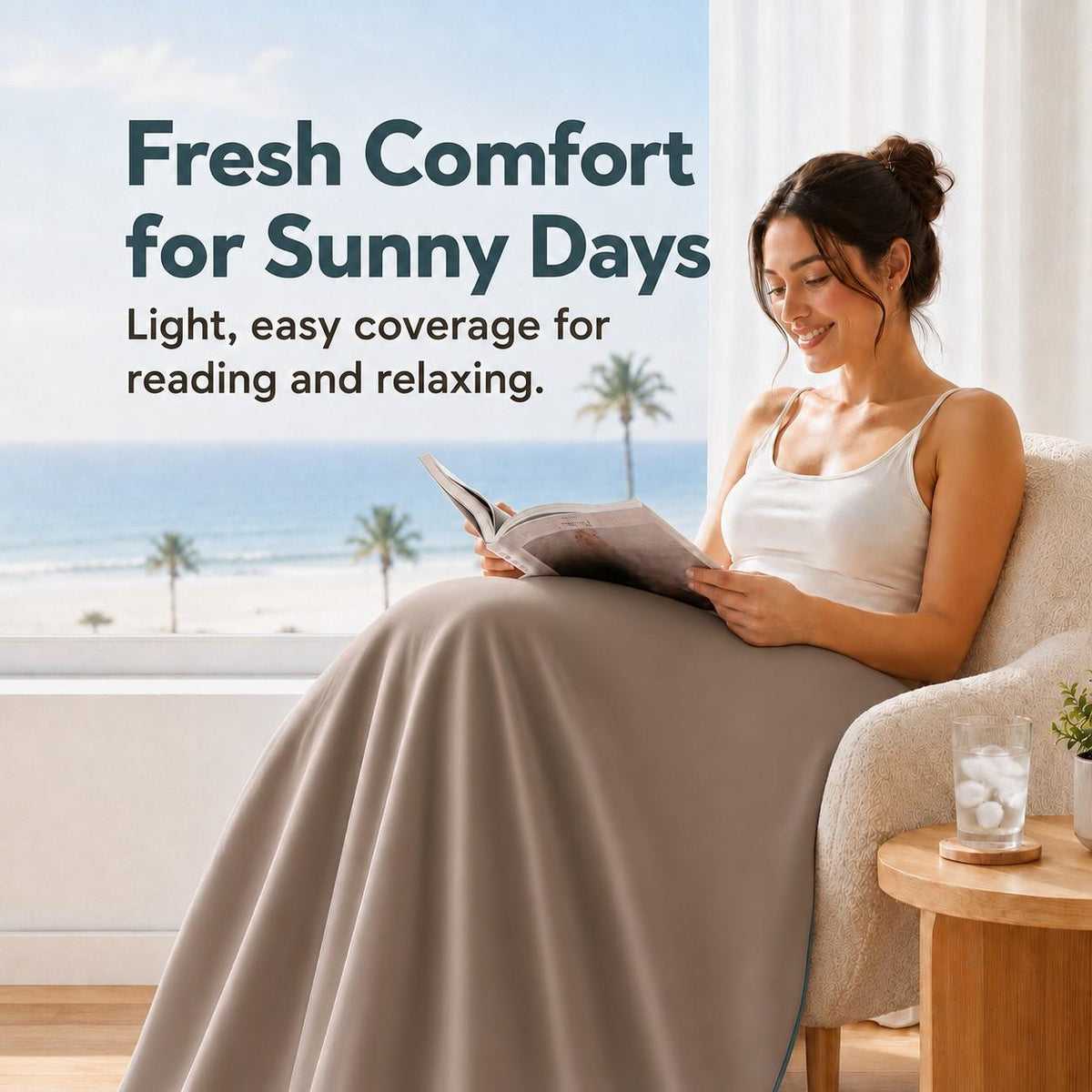 SUNNY HEAT Twin Cooling Comforter for Hot Sleepers, Double-Sided Cooling Blanket for Summer, Breathable Lightweight Bedding, Cocoa Brown, 60"x80"