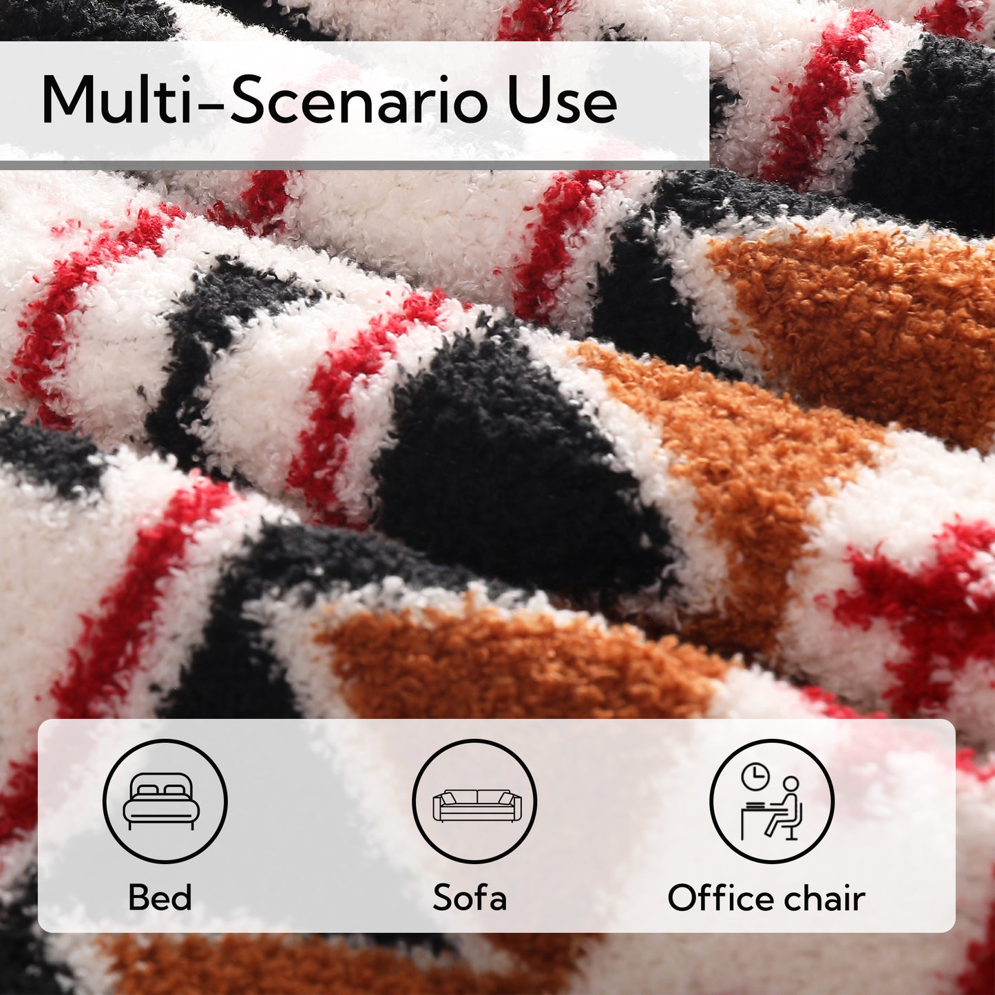 SUNNY HEAT Electric Heated Blanket Throw size 50''x60'' Warm Machine Washable- Multi‑color