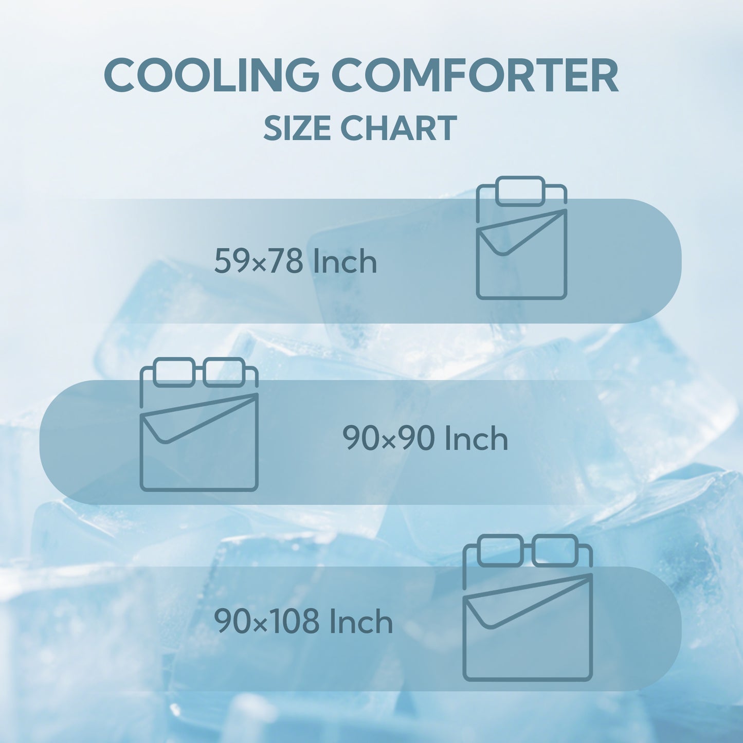 SUNNY HEAT Cooling Summer Comforter Queen Size 90"x90", Cooling Blanket for Hot Sleepers, Lightweight Breathable Double-Sided Quilt, Blue & Gray