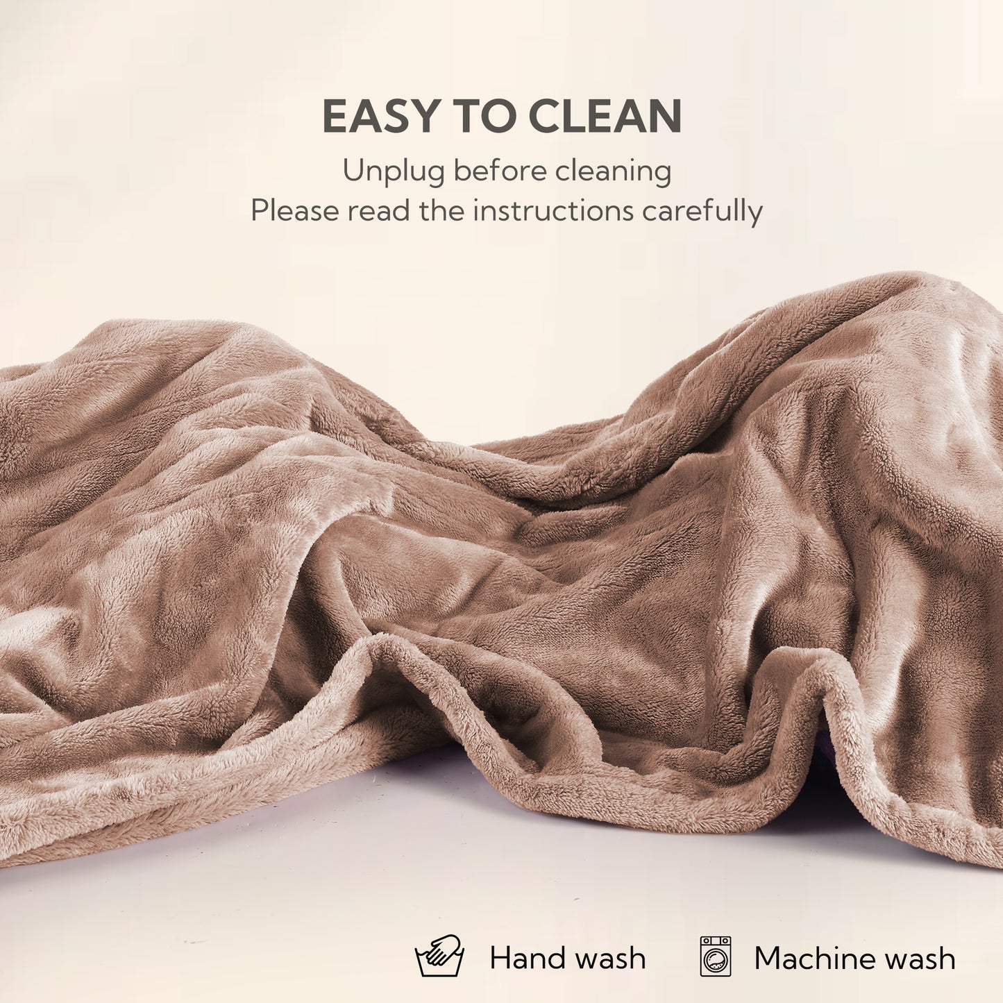 Electric Heated Blanket 72'' x 84'', Soft and Lightweight Plush Double-Sided Flannel Electric Blanket, Camel